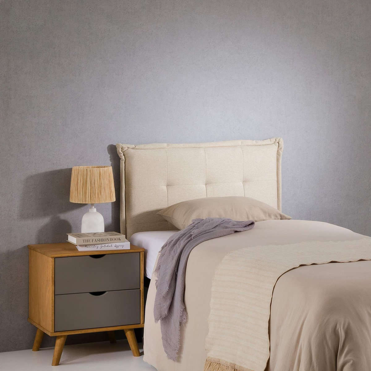 IDIMEX Tête de lit JALEYA 90 capitonnée sur pieds, en tissu