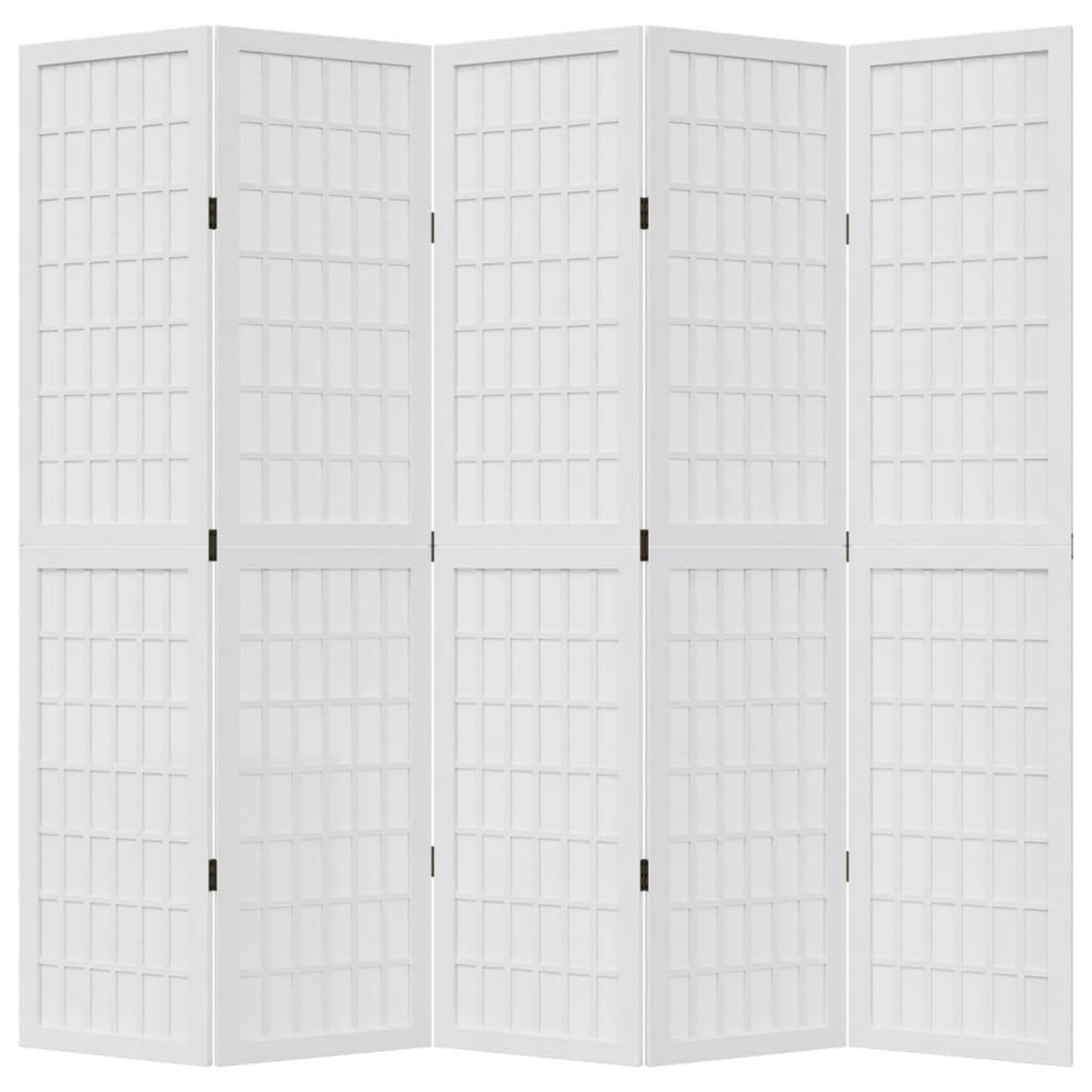 Voir la diapositive 4 : VIDAXL Cloison de separation 5 panneaux blanc bois de paulownia massif