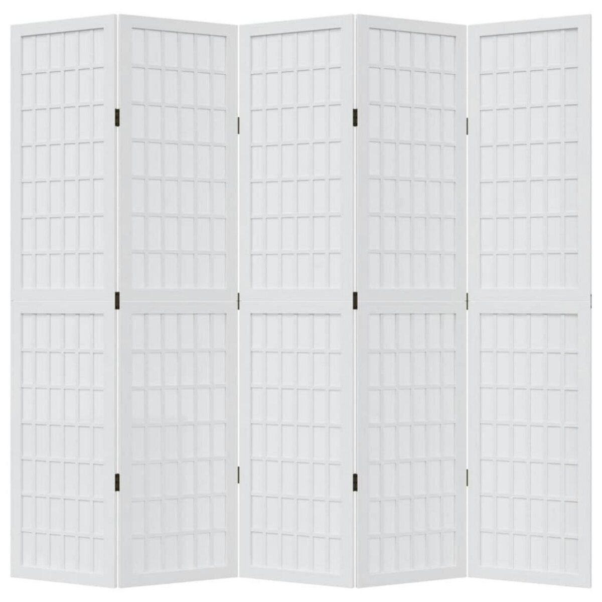 VIDAXL Cloison de separation 5 panneaux blanc bois de paulownia massif