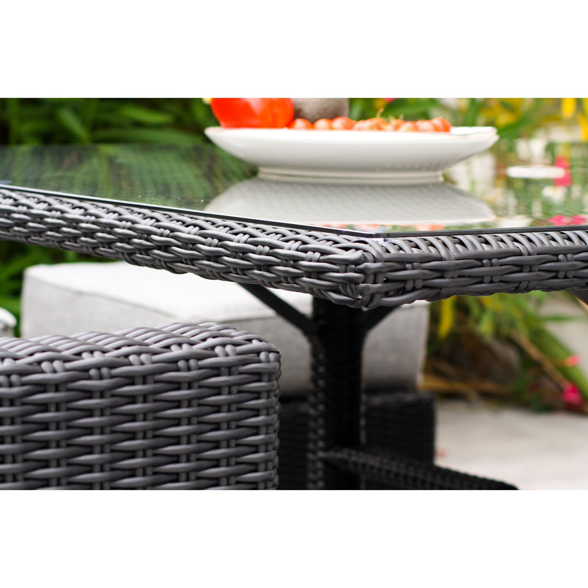 DCB GARDEN Salon de jardin encastrable 8 personnes noir OCEANE