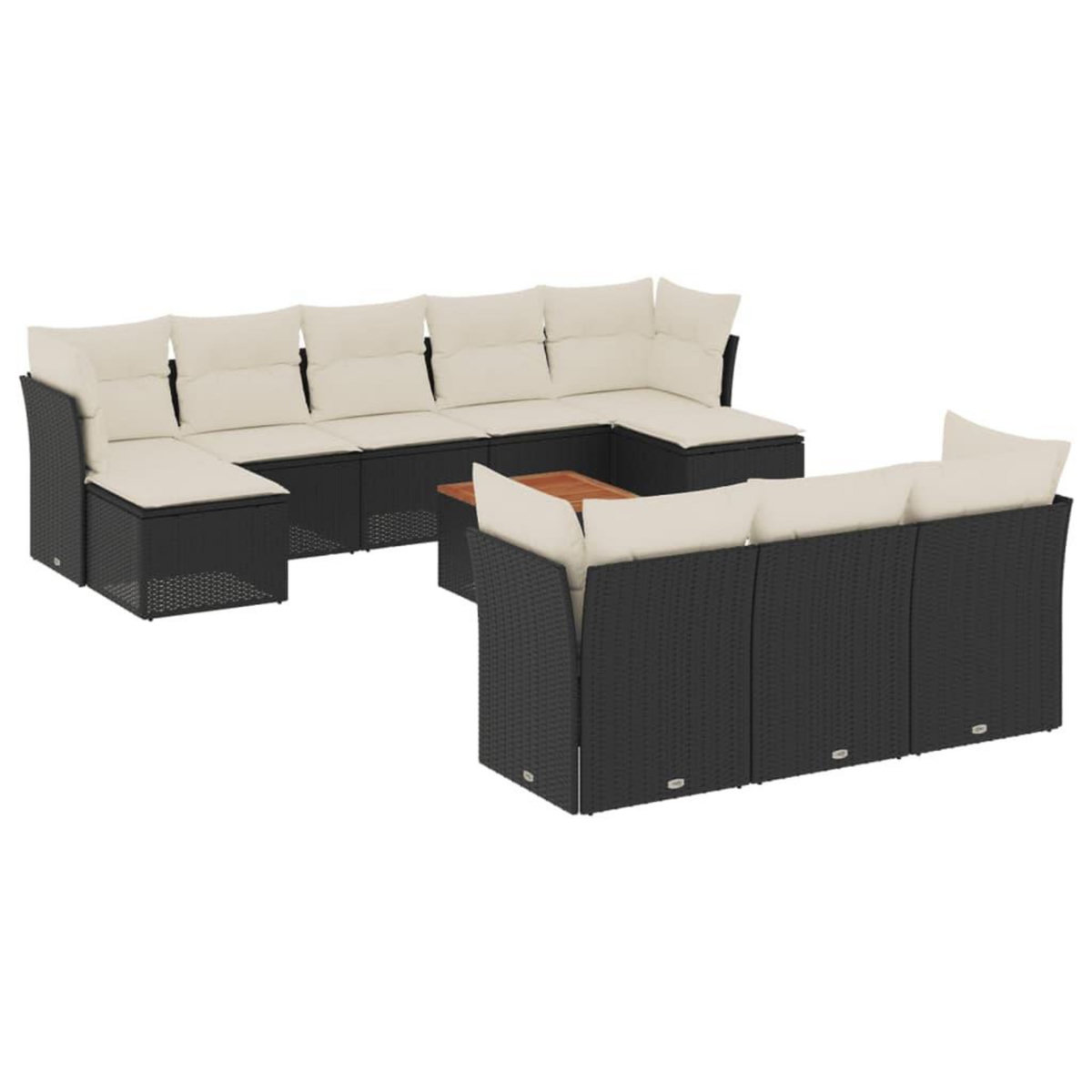 VIDAXL Salon de jardin 11 pcs avec coussins noir resine tressee