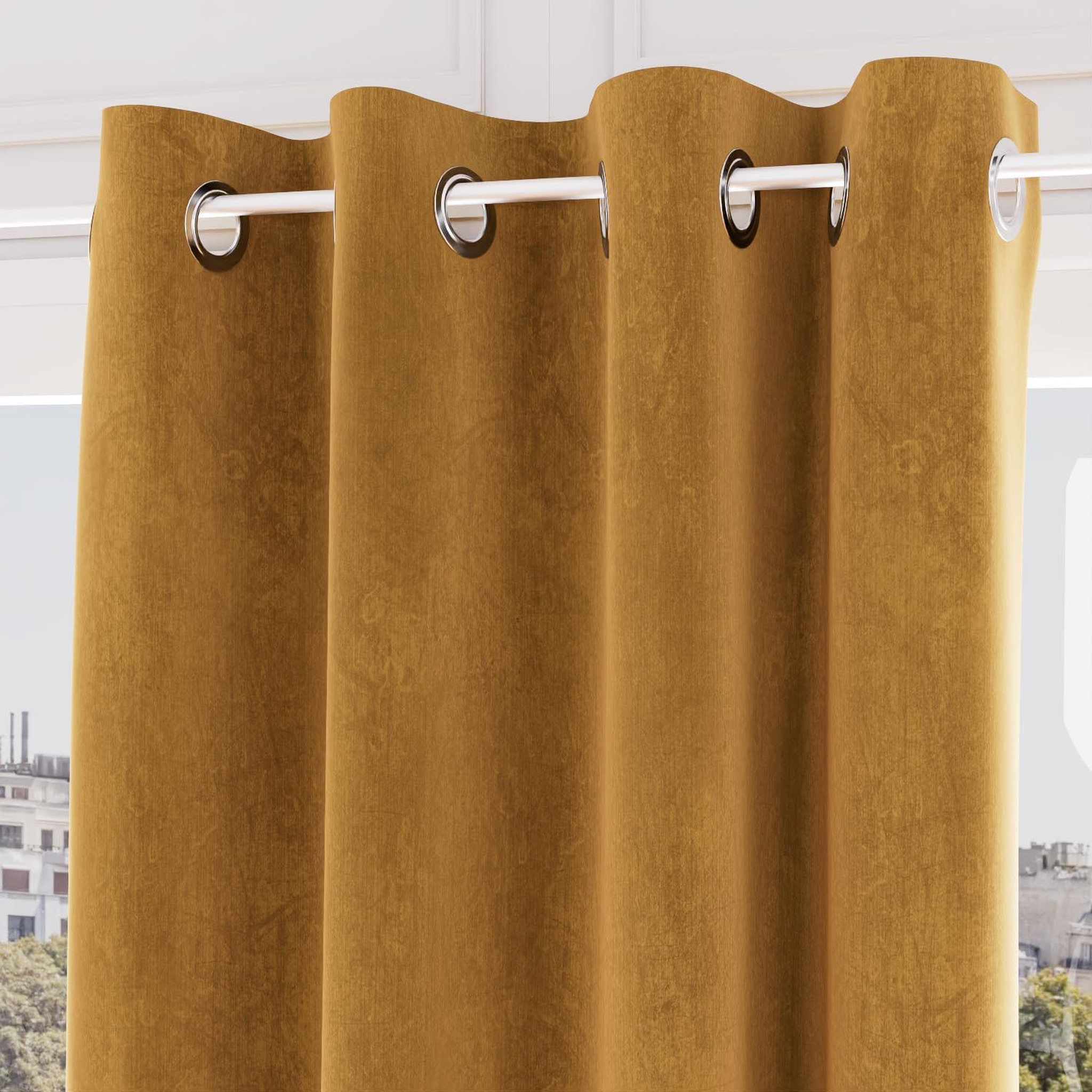Voir la diapositive 1 : SOLEIL D'OCRE Rideau oeillets en velours VELVET, par Soleil d'ocre