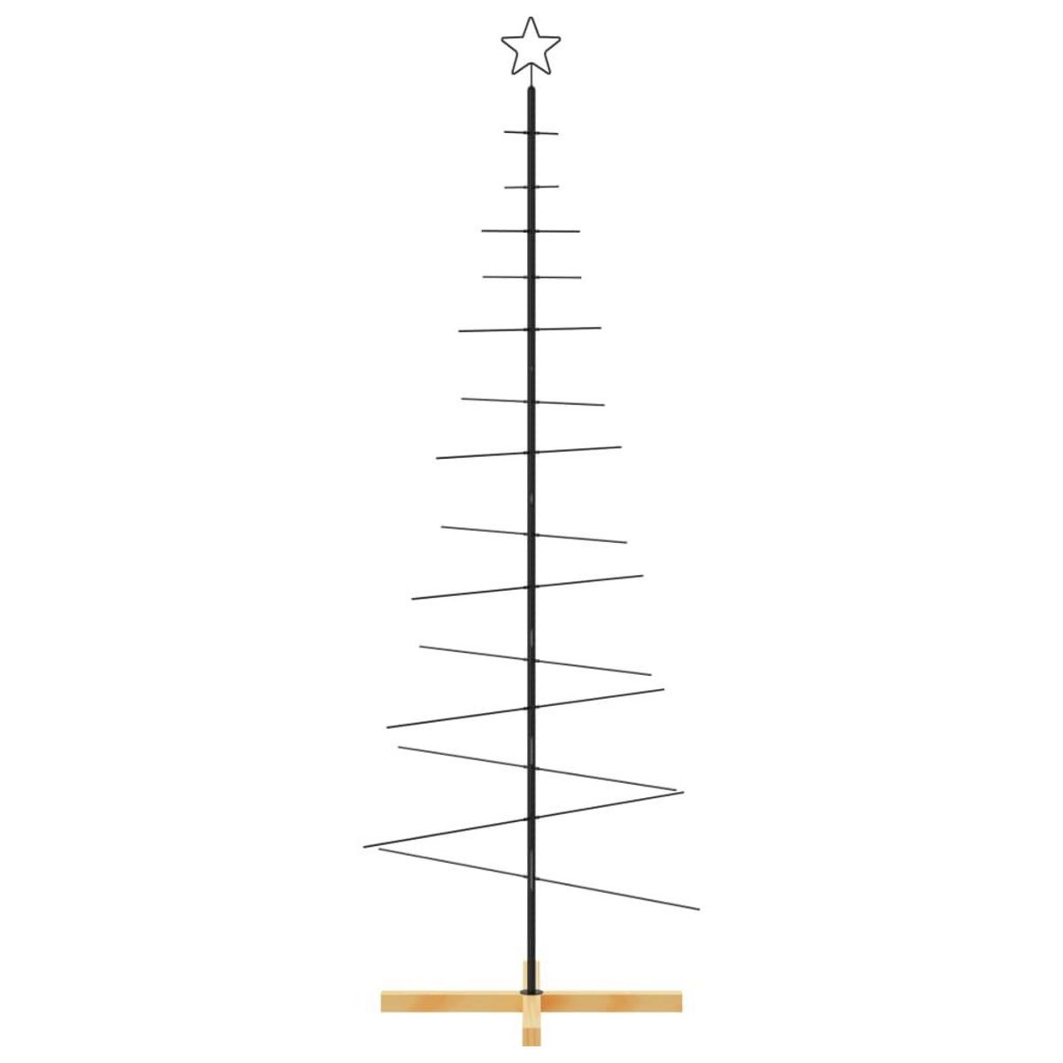 VIDAXL Arbre de Noël en metal avec base en bois noir 180 cm