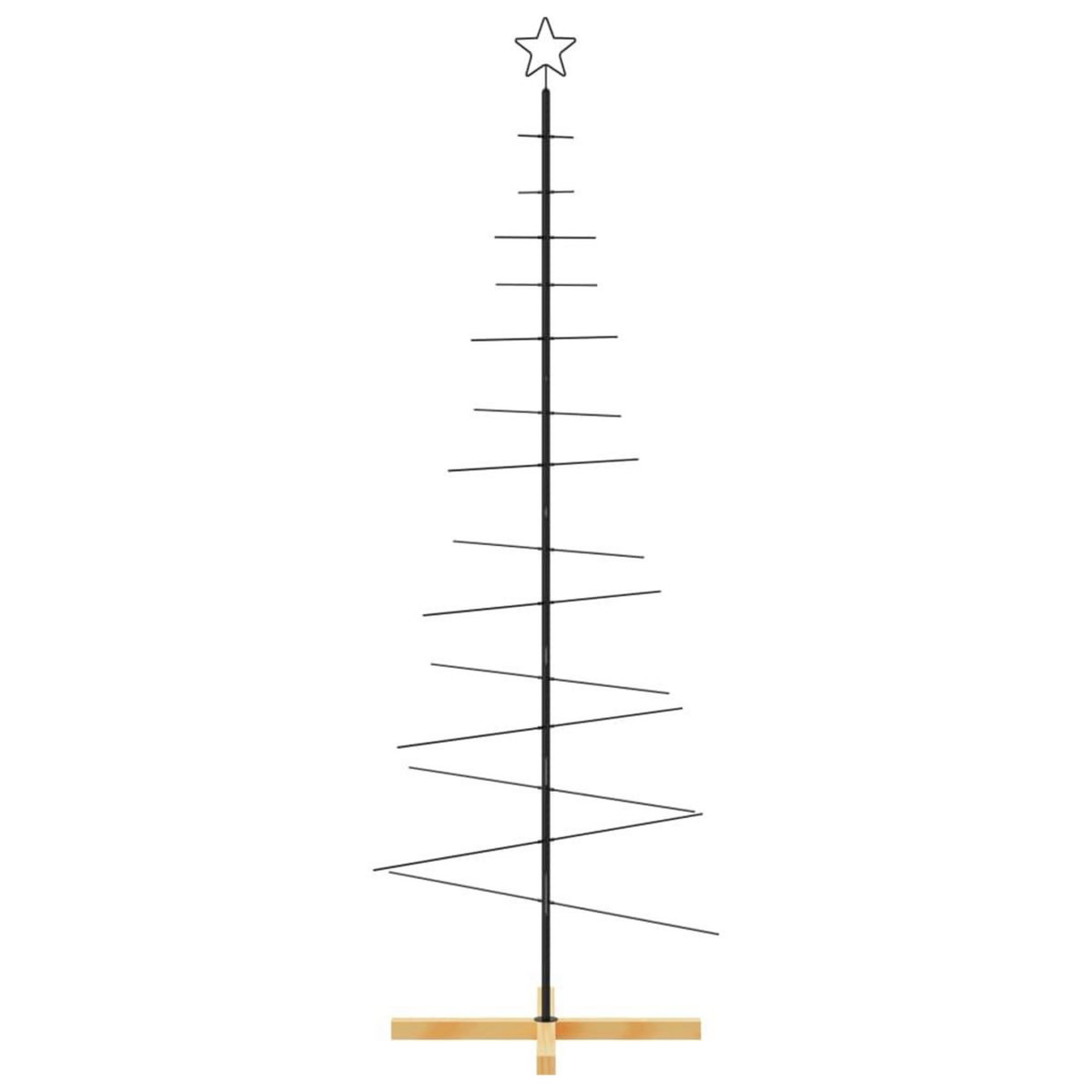 VIDAXL Arbre de Noël en metal avec base en bois noir 180 cm
