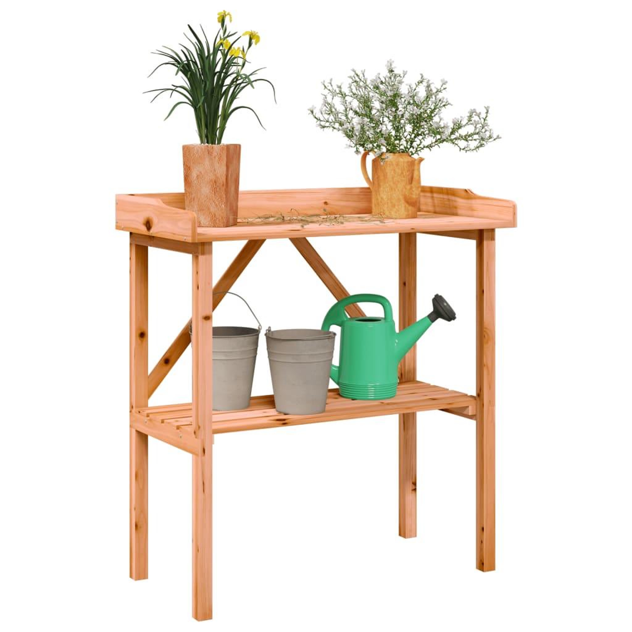 VIDAXL Table a plantes avec etagere marron 78x38x82,5 cm bois de sapin
