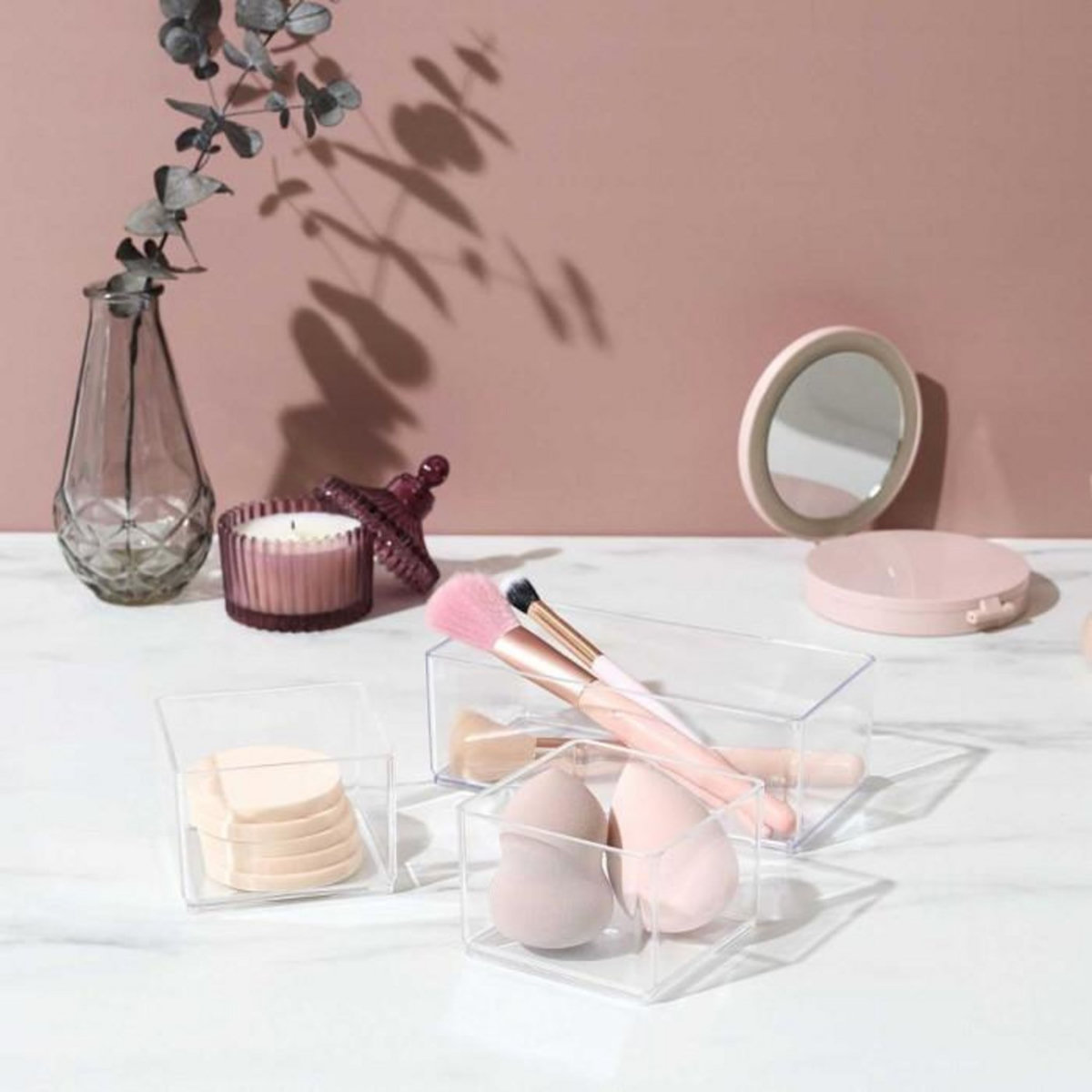 Paris Prix Lot de 3 Organisateurs de Tiroir  Cosmétique  15cm Transparent