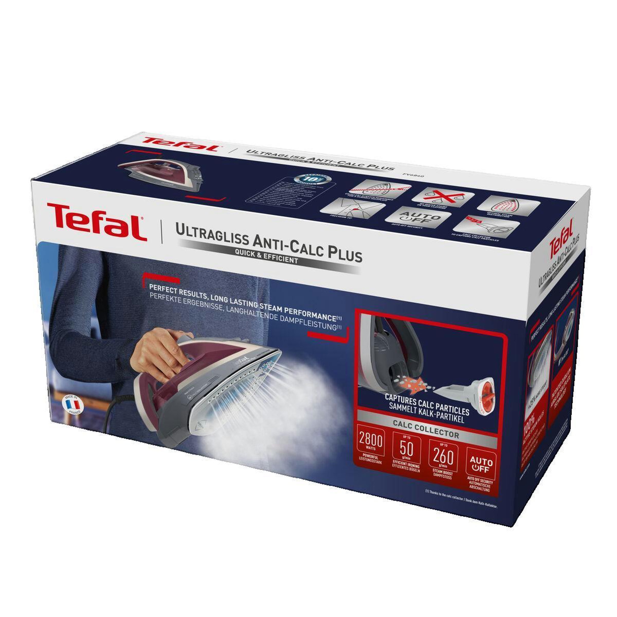 Voir la diapositive 2 : TEFAL Fer à repasser Tefal Ultragliss Anti-Calc Plus FV6840