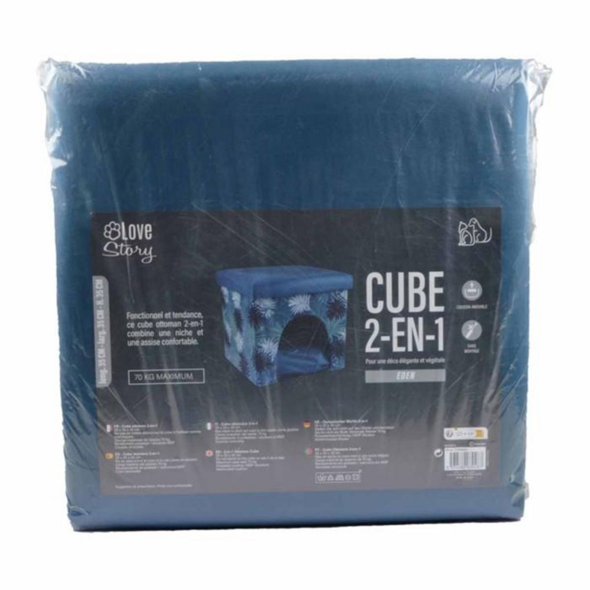 Paris Prix Niche Cube 2 en 1 pour Animaux  Eden  35cm Bleu