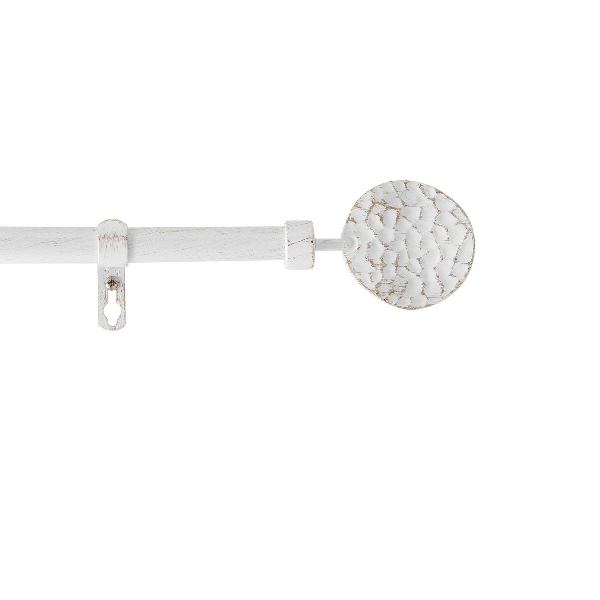 Douceur d'Intérieur Kit de tringle à rideaux extensible disque martelé - l210 /l380 cm - patine blanc