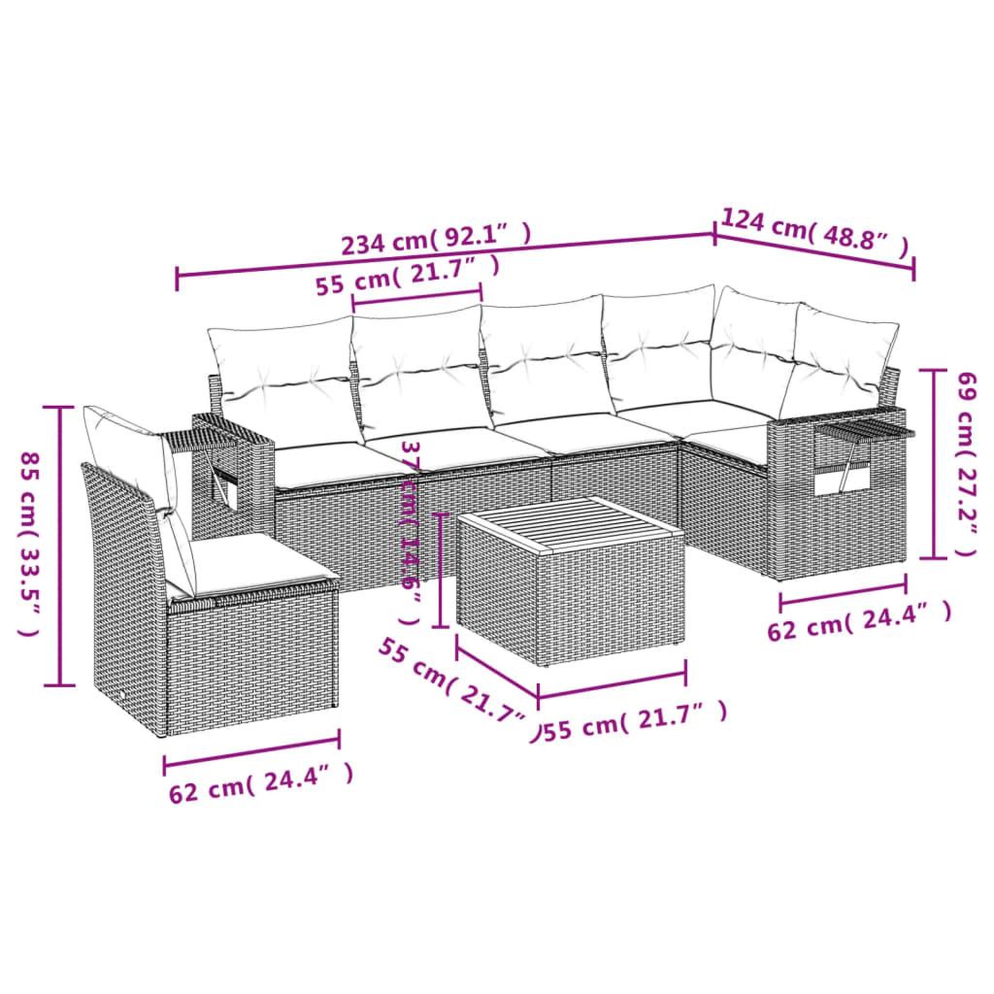 Voir la diapositive 4 : VIDAXL Salon de jardin 7 pcs avec coussins noir resine tressee