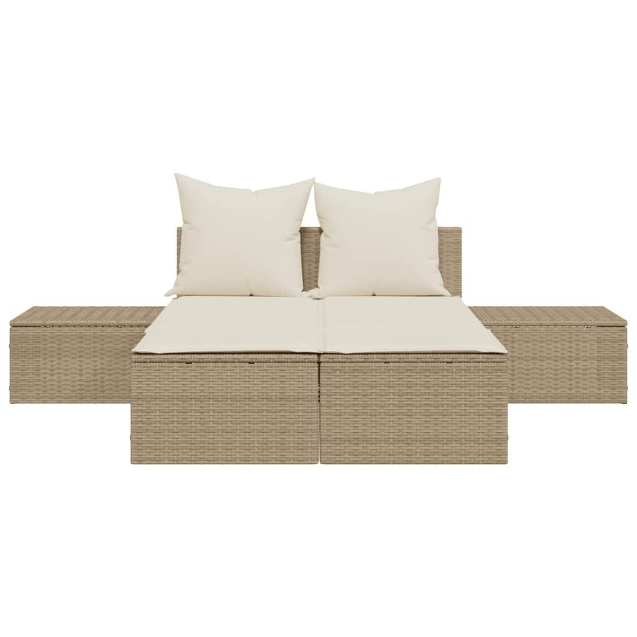 Voir la diapositive 4 : VIDAXL Chaise longue double avec coussins beige resine tressee