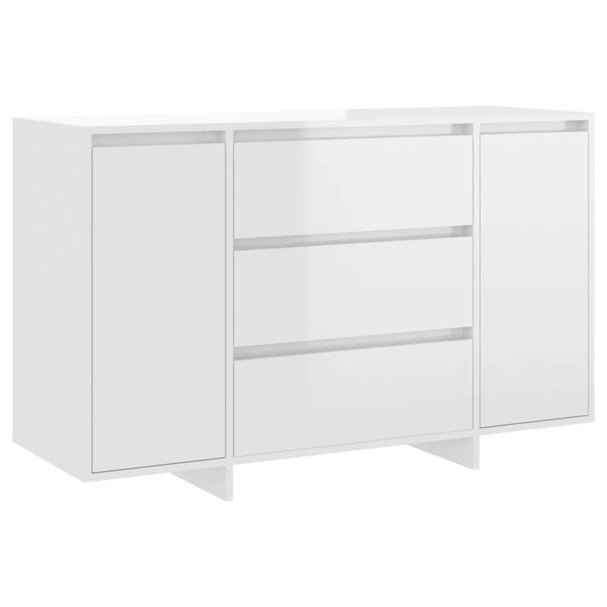 Voir la diapositive 2 : VIDAXL Buffet et 3 tiroirs Blanc brillant 120x41x75 cm Bois ingenierie