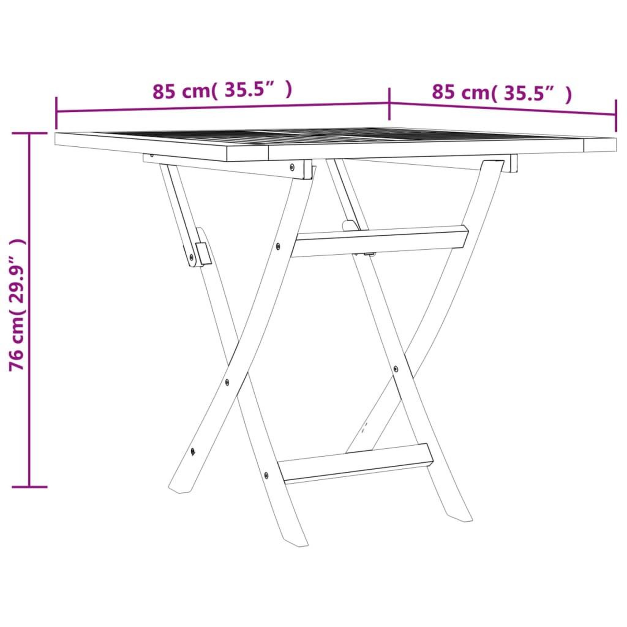 Voir la diapositive 6 : VIDAXL Table pliable de jardin 85x85x76 cm Bois de teck solide