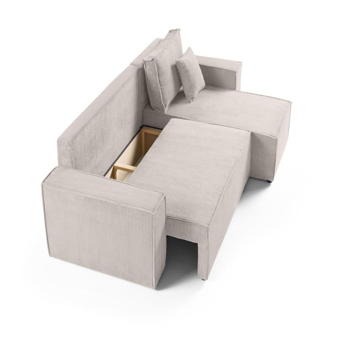 BEST MOBILIER Cezanne - canapé d'angle réversible - 4 places - convertible avec coffre - en velours côtelé