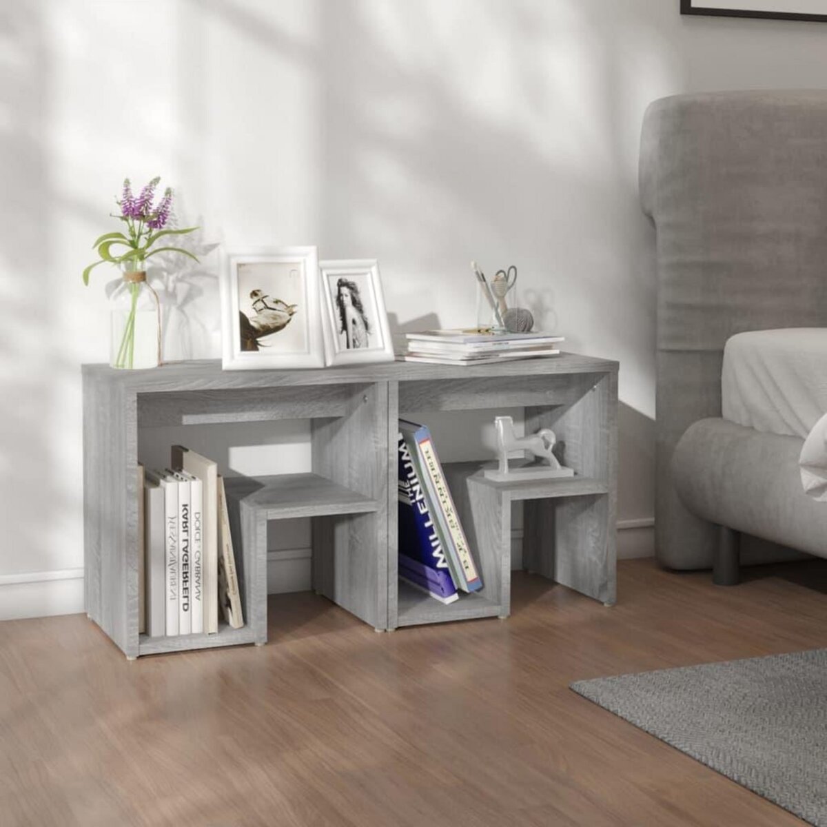 VIDAXL Tables de chevet 2 pcs Sonoma gris 40x30x40 cm Bois ingenierie