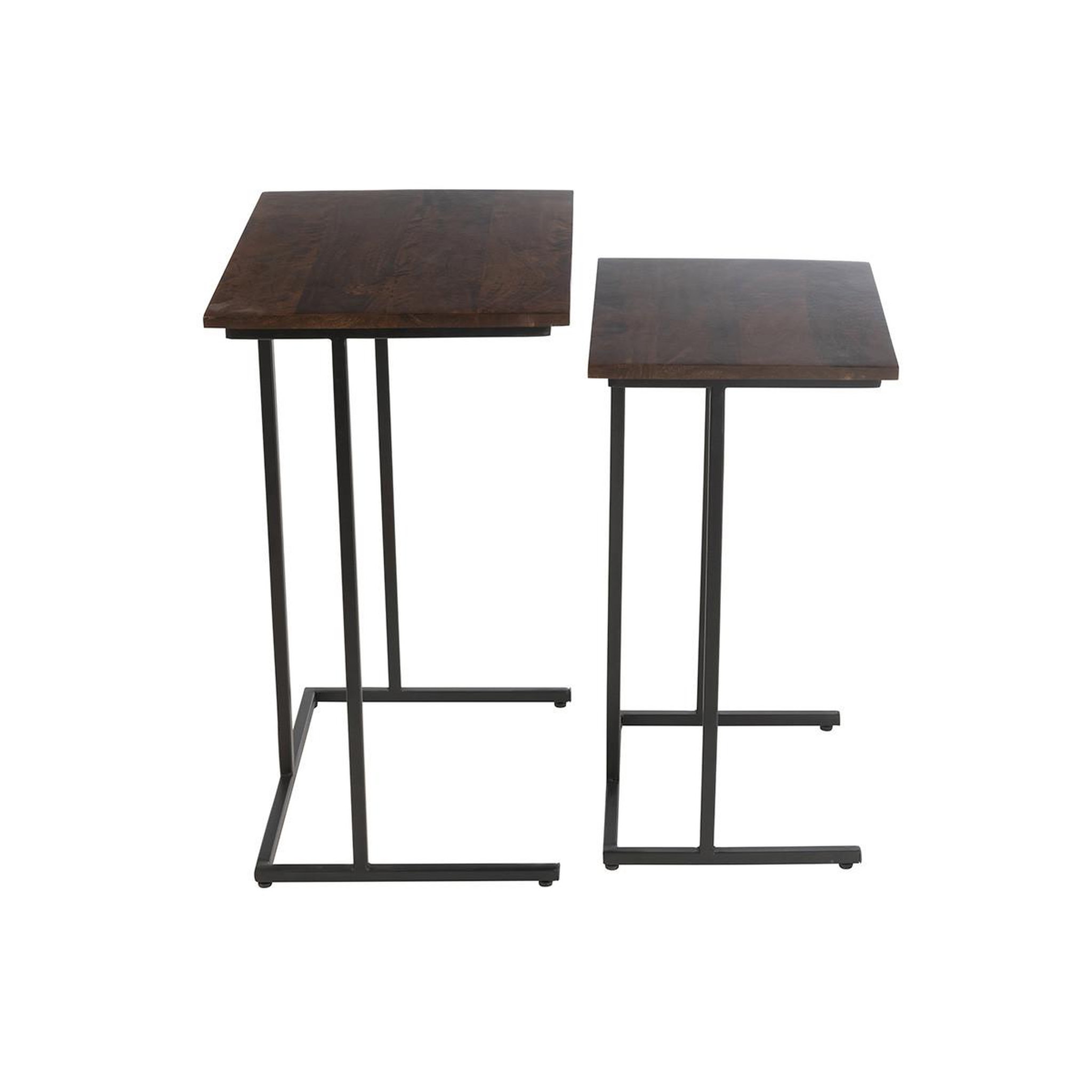 Voir la diapositive 3 : J-LINE Lot de 2 tables d'appoint gigognes  randy  63cm marron