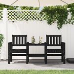 VIDAXL Banc de jardin avec table 2 places noir bois massif de pin