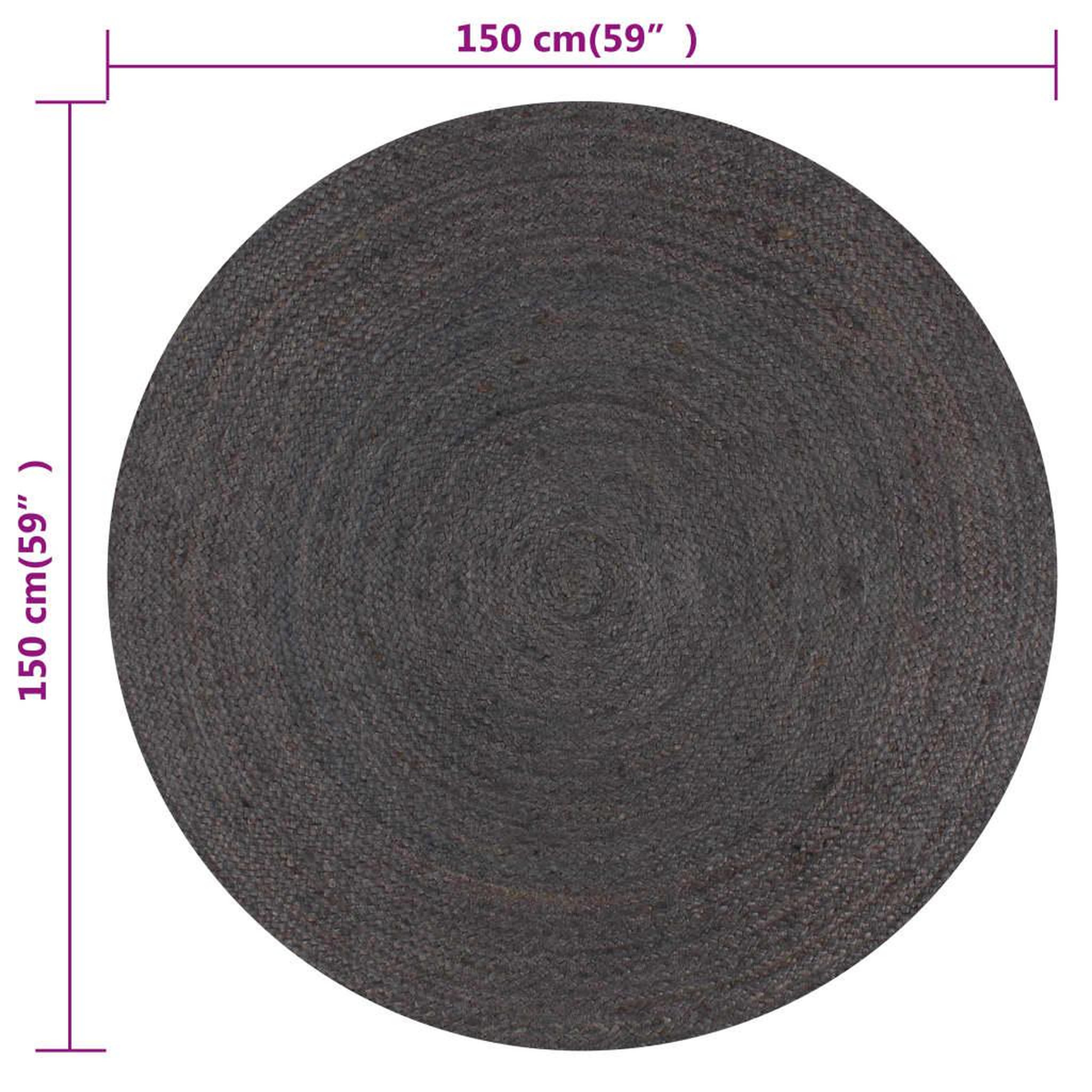 Voir la diapositive 6 : VIDAXL Tapis fait a la main Jute Rond 150 cm Gris fonce