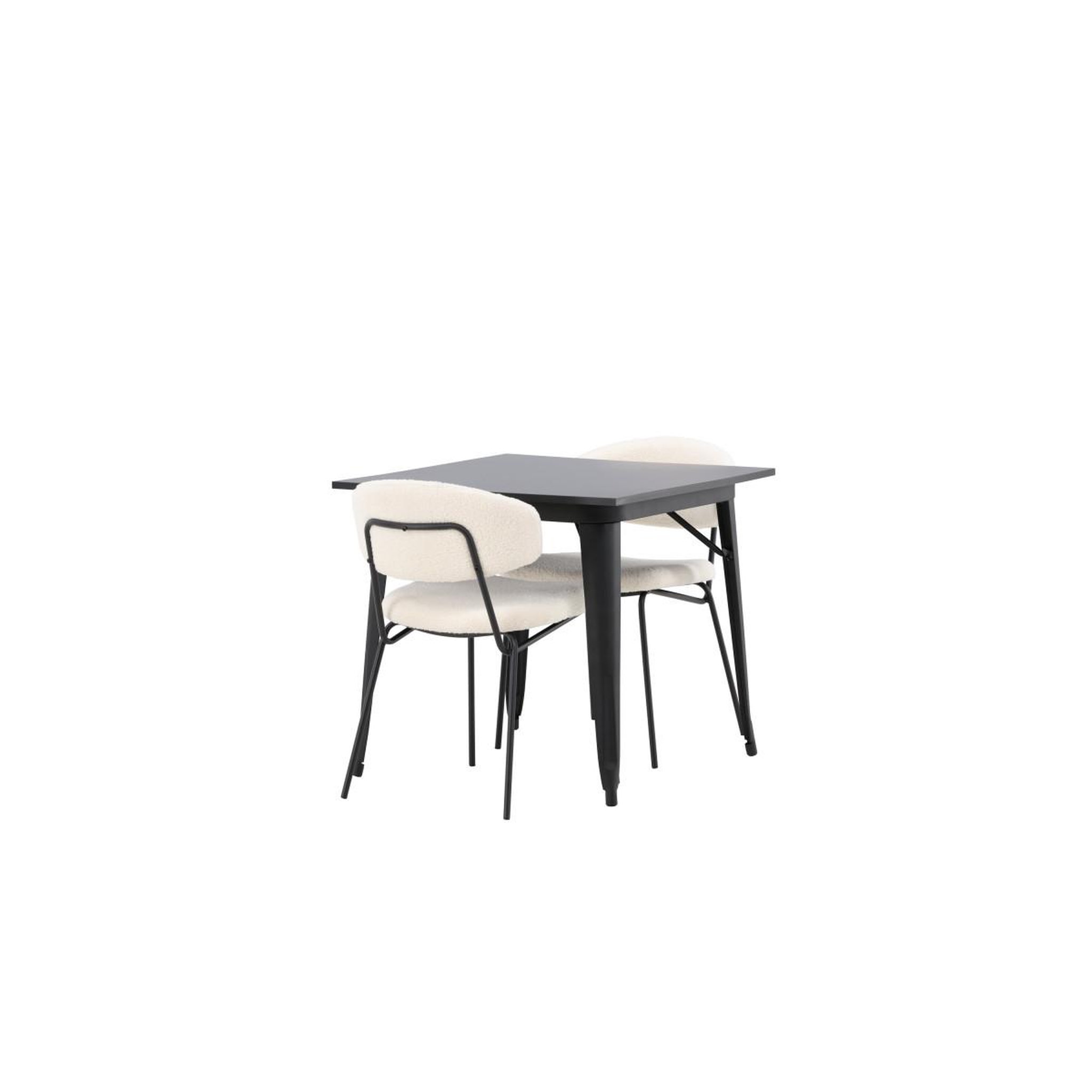 Voir la diapositive 4 : Paris Prix Ensemble table à manger & 2 chaises  tempe & chico  80cm noir & blanc crème