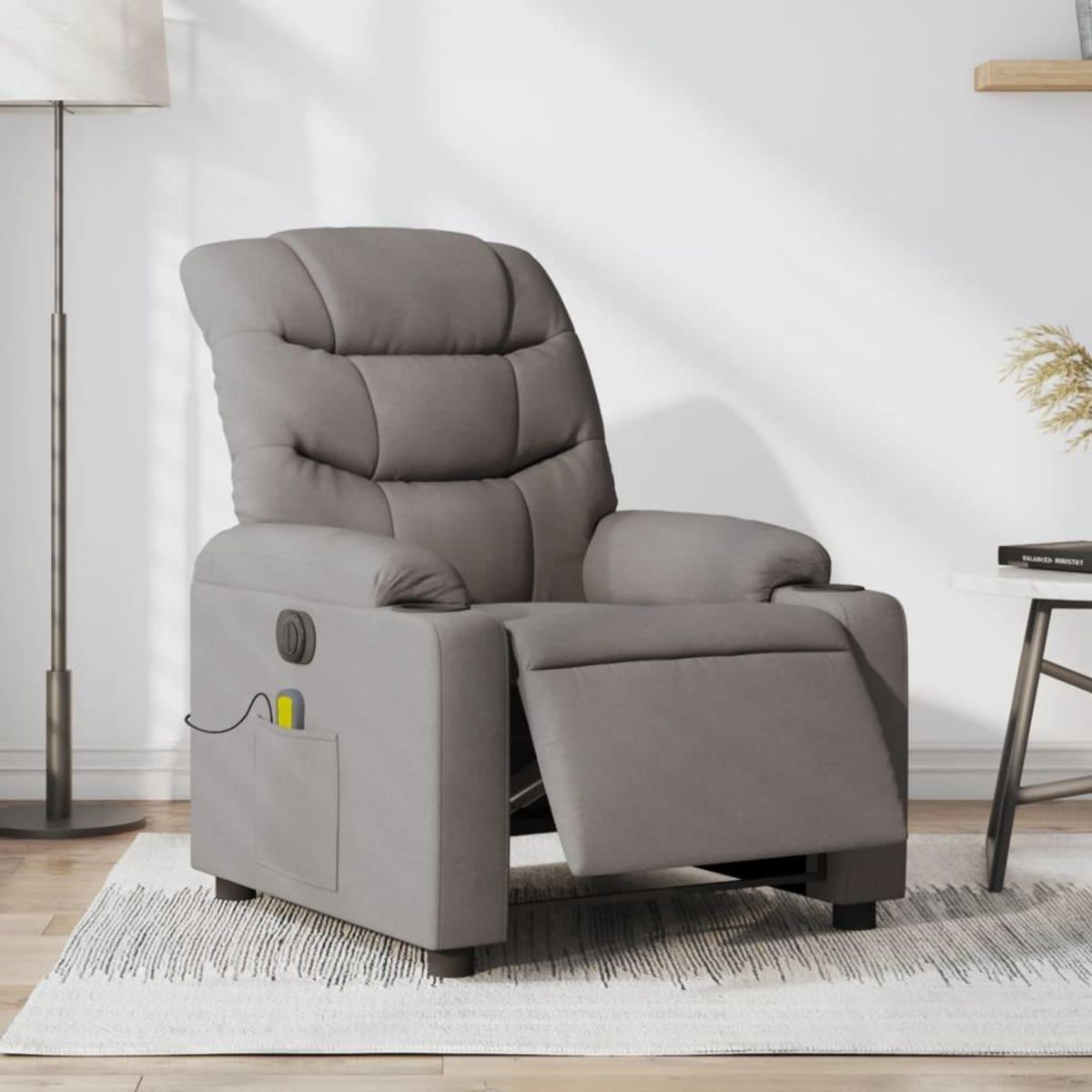 VIDAXL Fauteuil de massage inclinable electrique Taupe Tissu