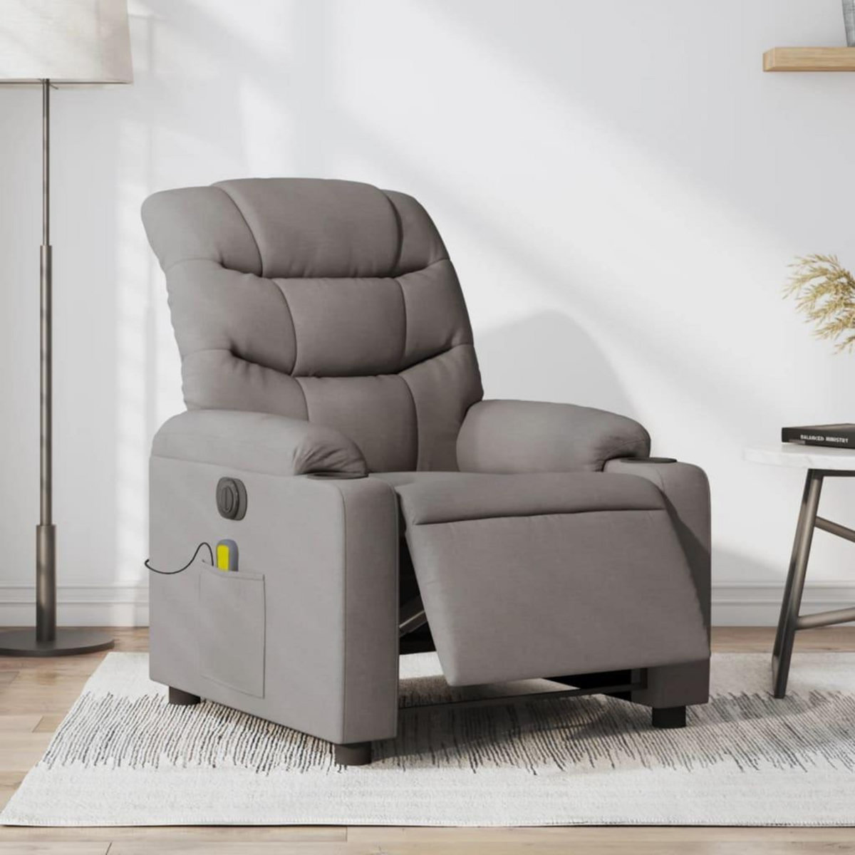 VIDAXL Fauteuil de massage inclinable electrique Taupe Tissu