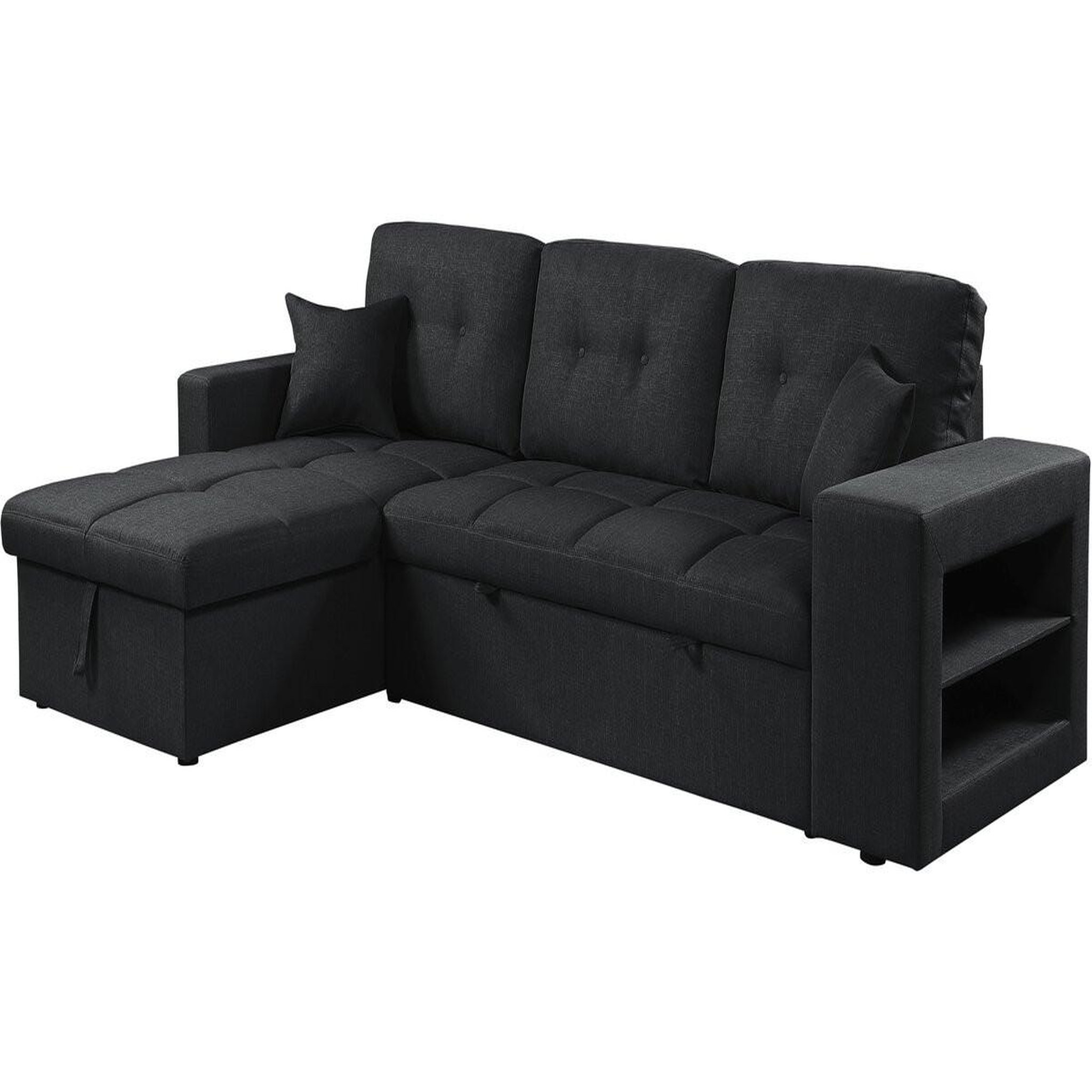 Habitat et Jardin Canapé d'angle convertible/réversible tissu style bubble  Axel  - 3 places - Noir