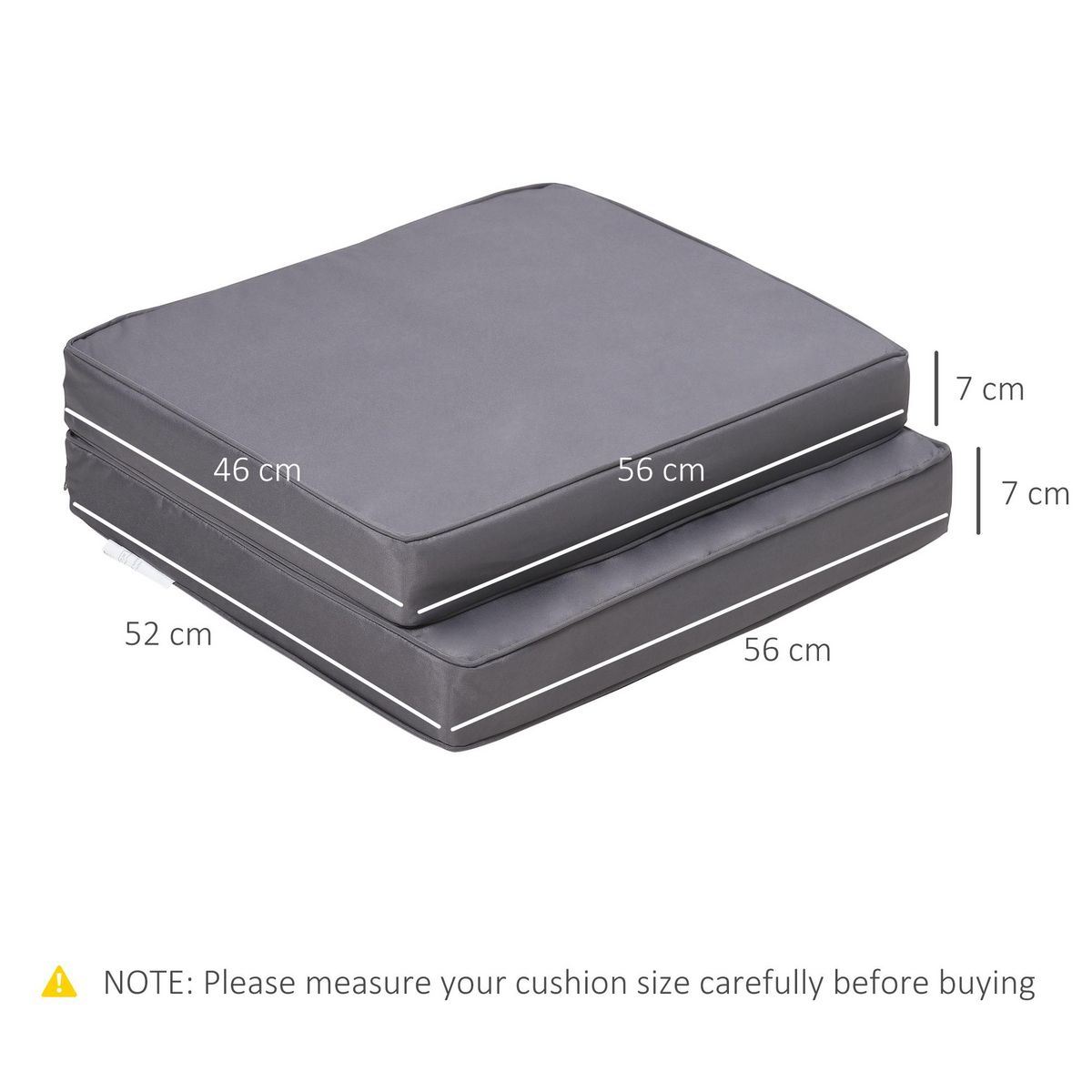 OUTSUNNY Coussins de fauteuil de jardin zippés déhoussables - galettes de chaise de jardin - épais rembourrage 7 cm - polyester haute densité gris