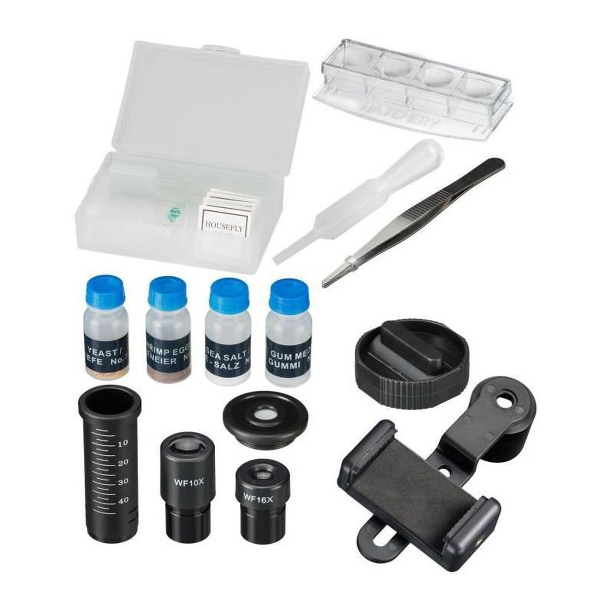 Voir la diapositive 3 : Bresser Microscope Biolux SEL avec systeme de zoom - BRESSER JUNIOR - grossissement 40x-1600x - support smartphone - coffret rigide blan