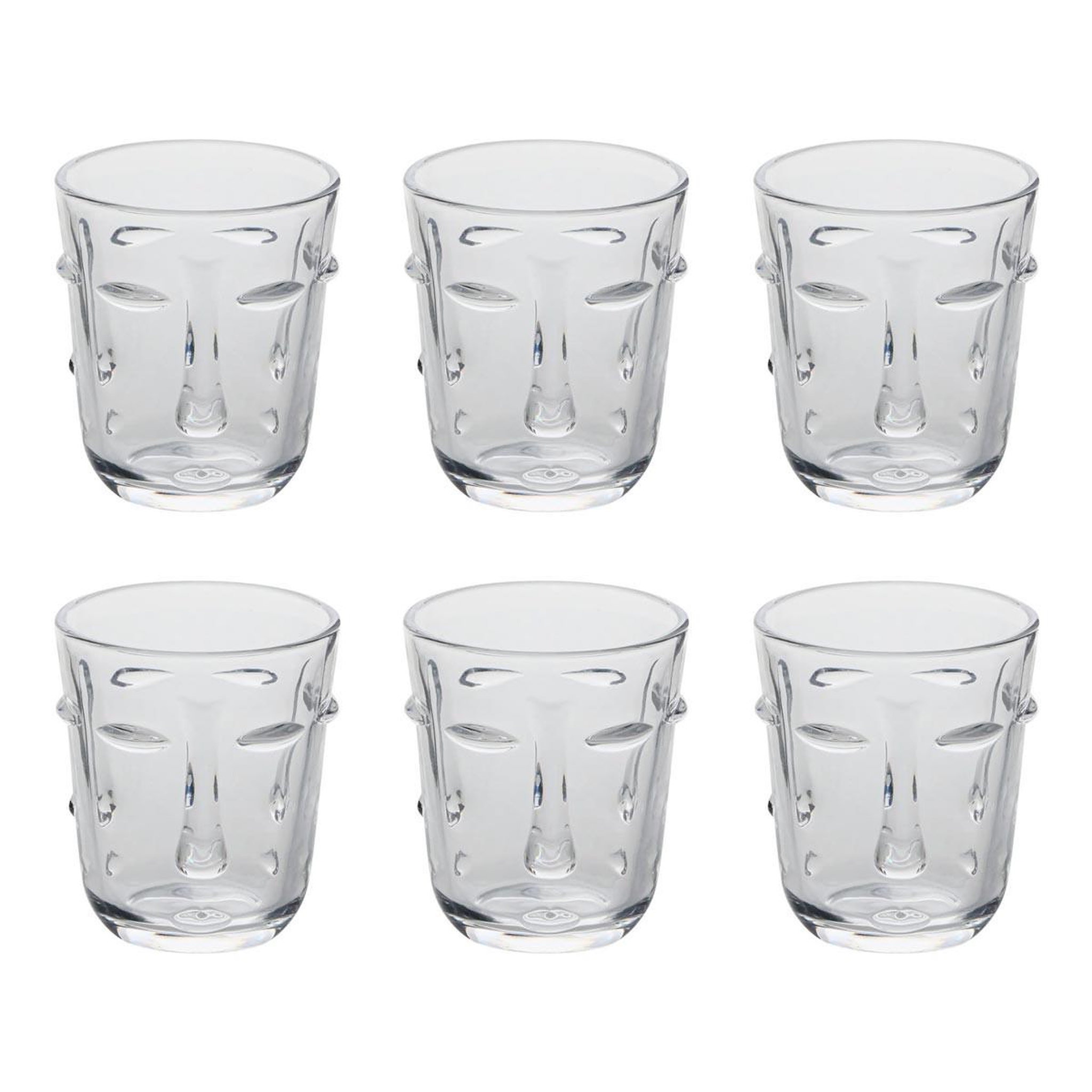 SECRET DE GOURMET Lot de 6 verres bas  visage  30cl transparent