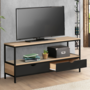 Voir la diapositive 2 : ID MARKET Meuble TV 113 cm 2 tiroirs noirs BOSTON design industriel