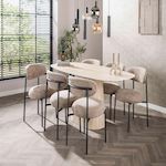 LISA DESIGN Aubin - table à manger - effet travertin - 4 à 6 personnes. Coloris disponibles : Beige