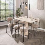 LISA DESIGN Aubin - table à manger - effet travertin - 4 à 6 personnes. Coloris disponibles : Beige