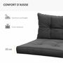 Voir la diapositive 4 : OUTSUNNY Lot de 4 coussins assises dossiers fauteuils de jardin - effet capitonné - polyester anthracite