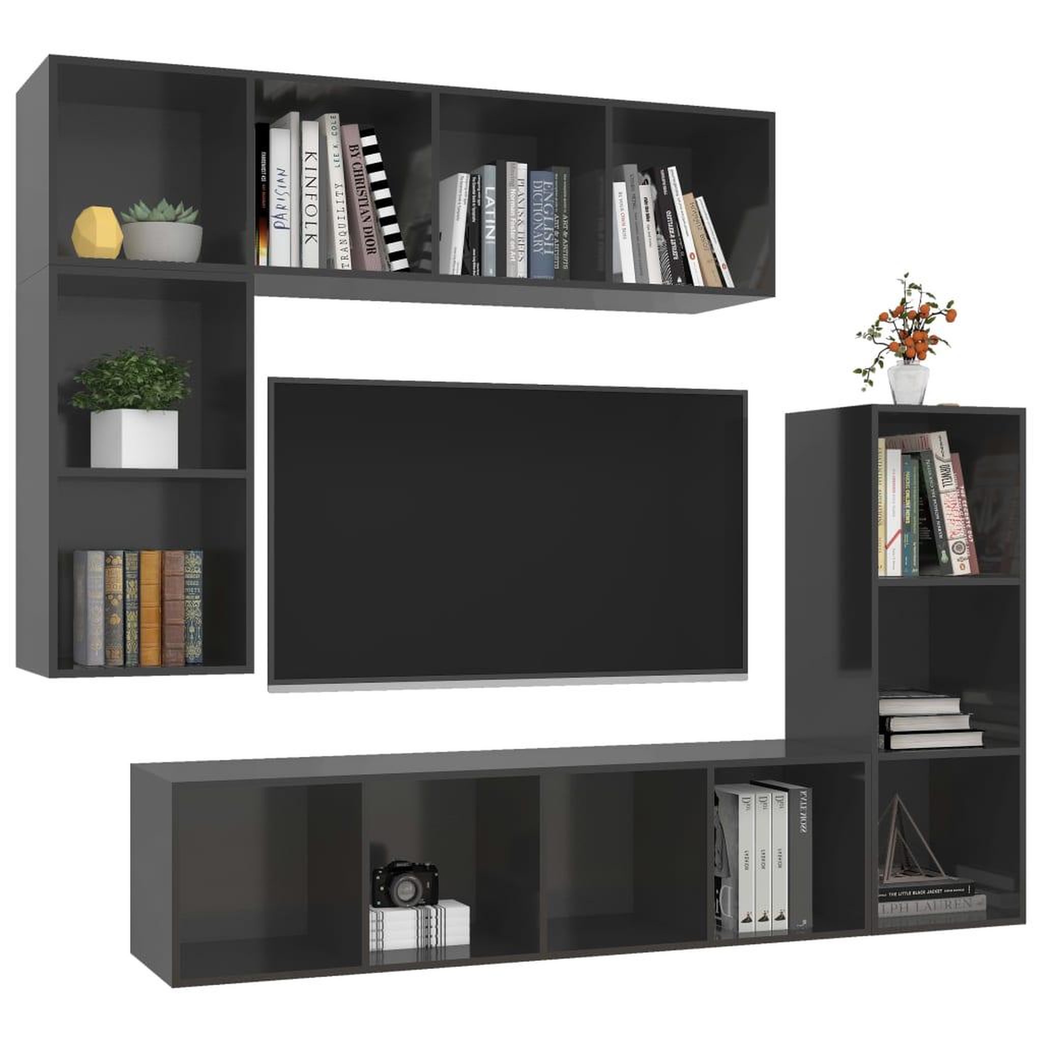 Voir la diapositive 3 : VIDAXL Ensemble de meubles TV 4 pcs Gris brillant Bois d'ingenierie