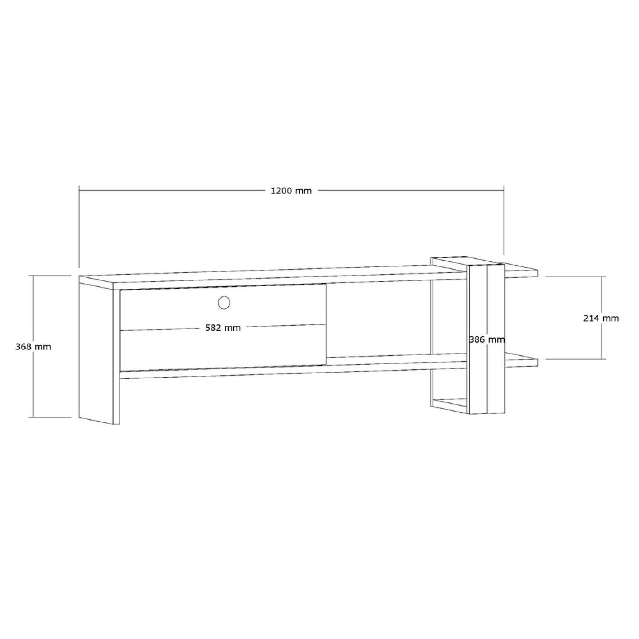 Voir la diapositive 6 : CONCEPT USINE Meuble tv asymétrique gris anthracite avec placard aspect bois 120cm ova