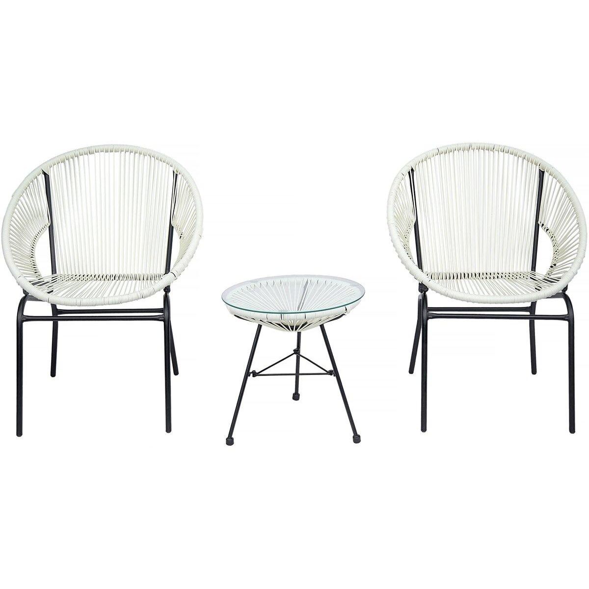 Habitat et Jardin Salon de jardin acapulco  Poli - 2 places - Blanc