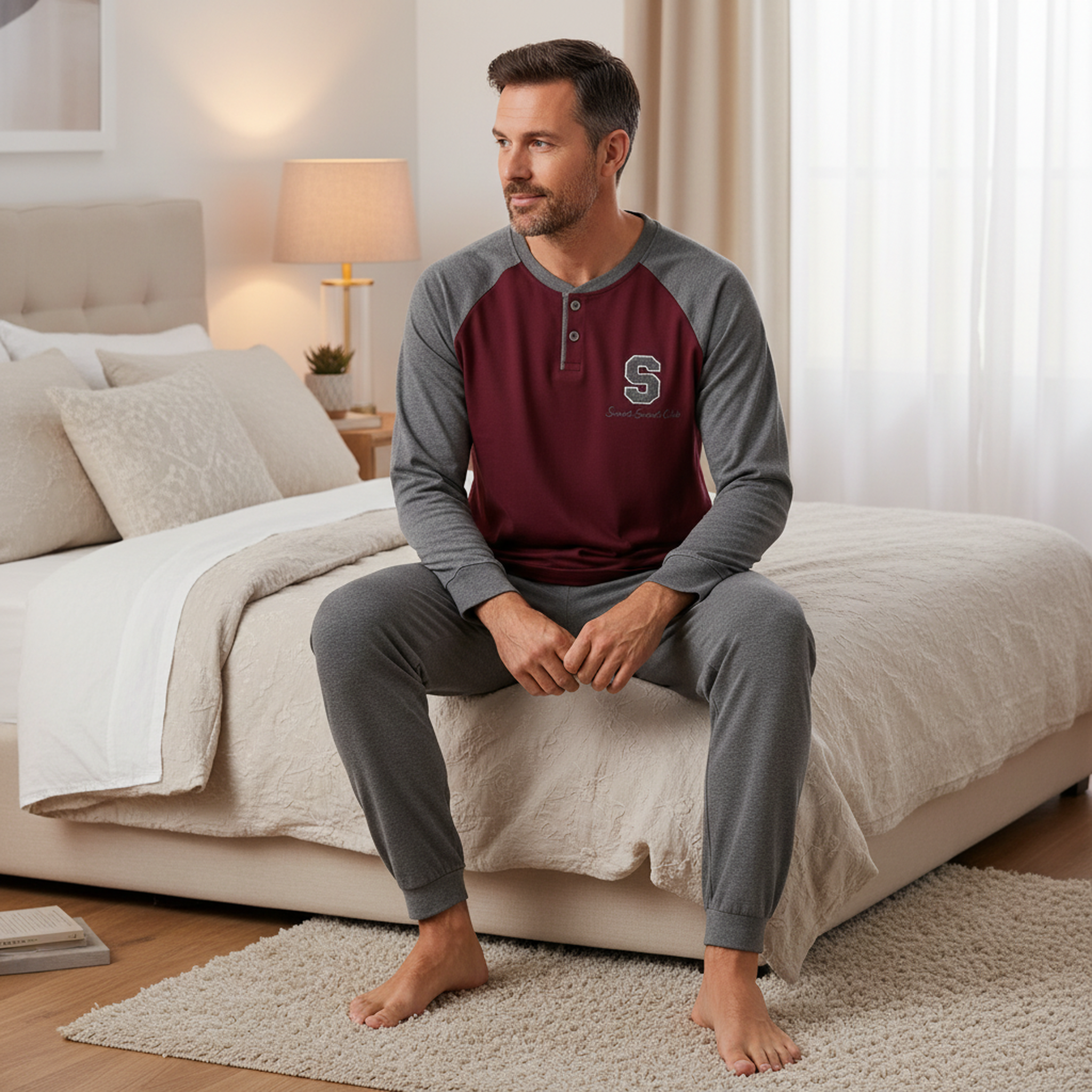 Voir la diapositive 4 : OZABI Ozabi ensemble pyjama homme doublé polaire bicolore sweet secret club