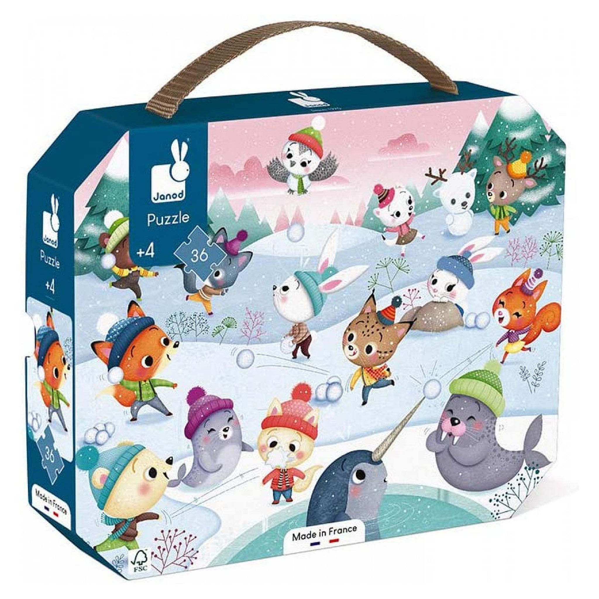 Voir la diapositive 2 : Juratoys-Janod Puzzle bataille de boules de neige 36 pieces