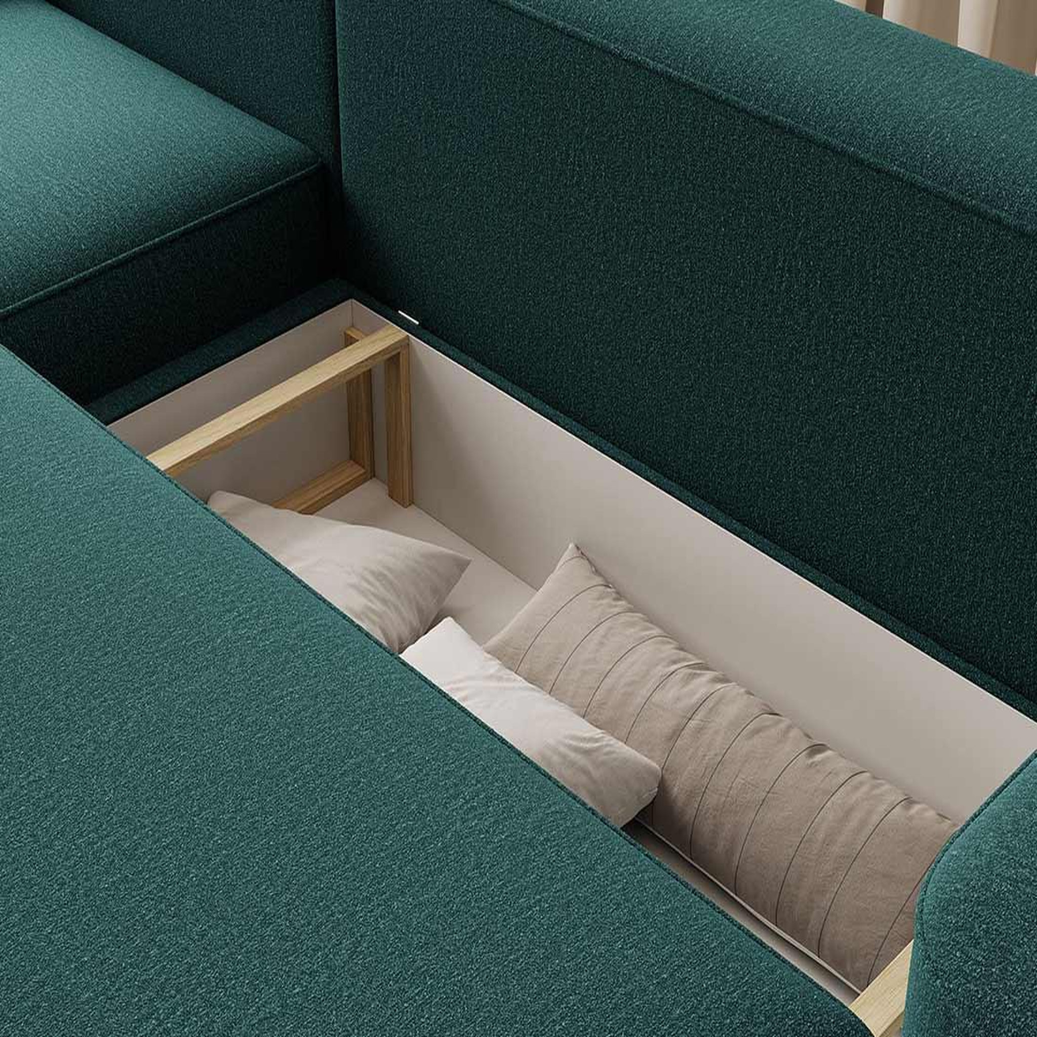 Voir la diapositive 3 : BEST MOBILIER Sam - canapé d'angle gauche 4 places convertible avec coffre en tissu