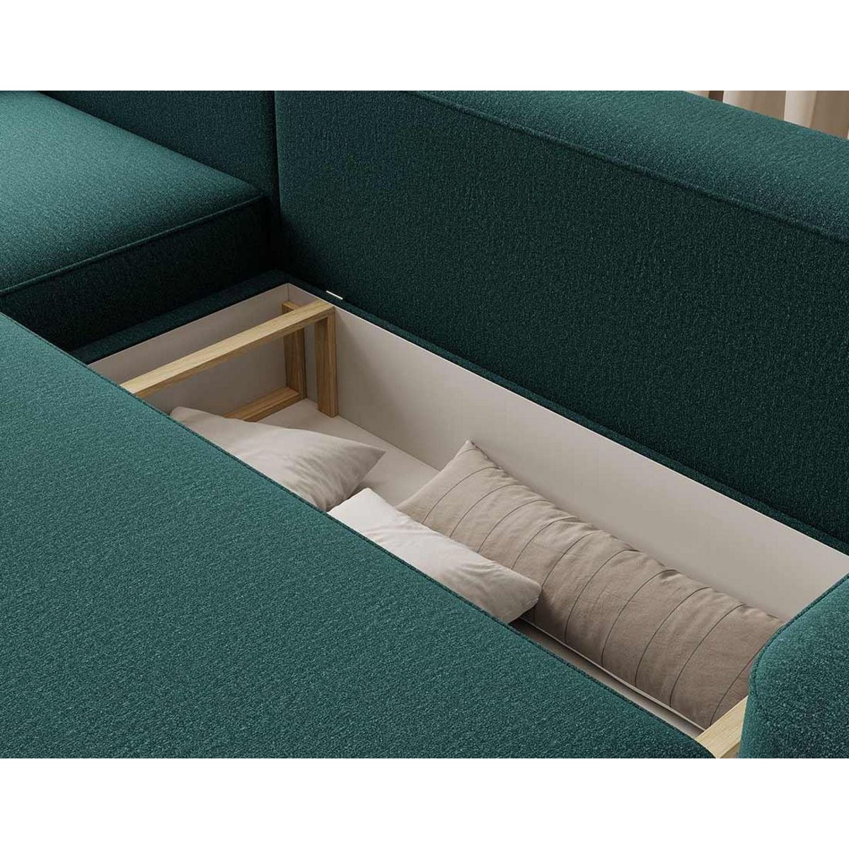 BEST MOBILIER Sam - canapé d'angle gauche 4 places convertible avec coffre en tissu