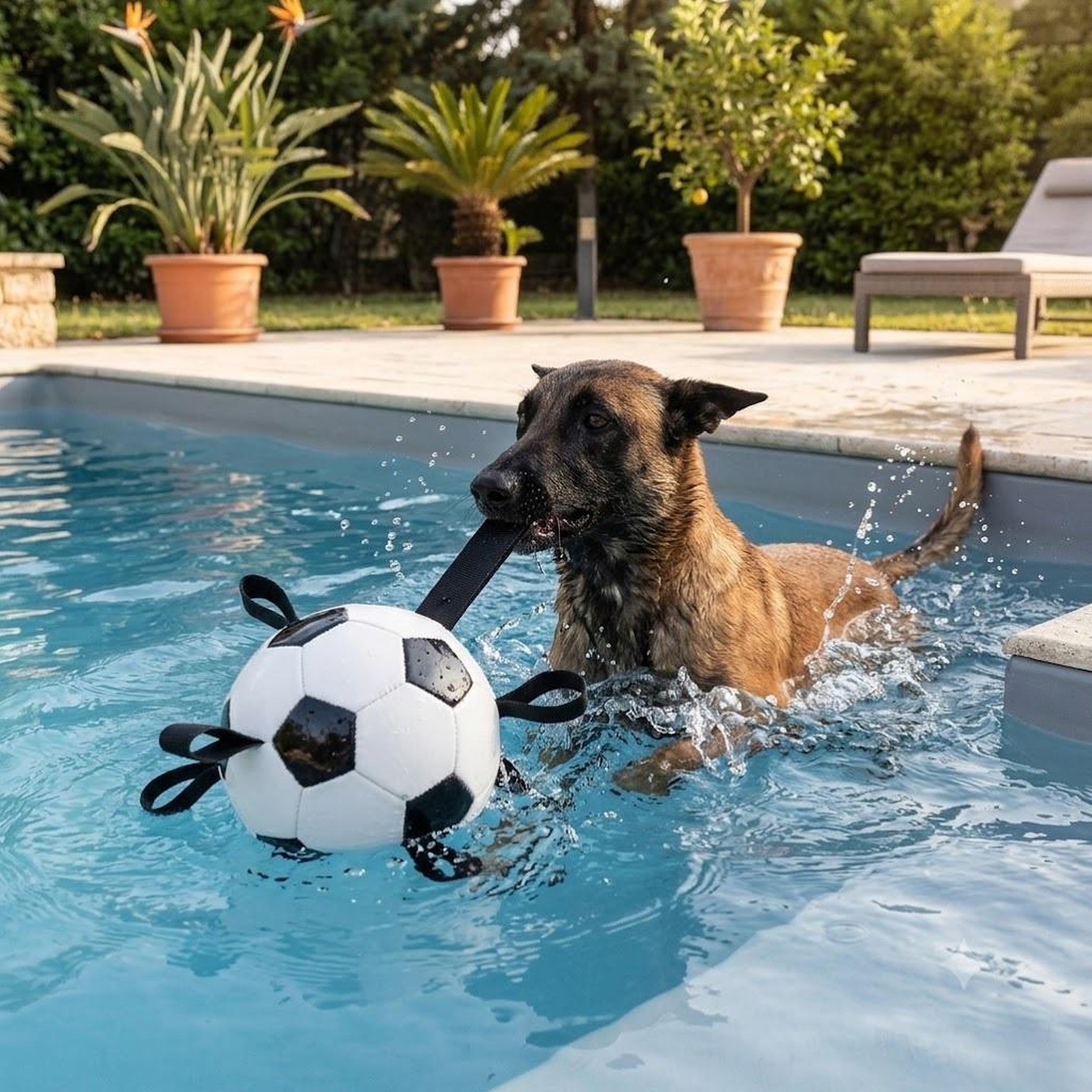 Voir la diapositive 2 : Eden Ballon de football flottant avec rubans pour chien