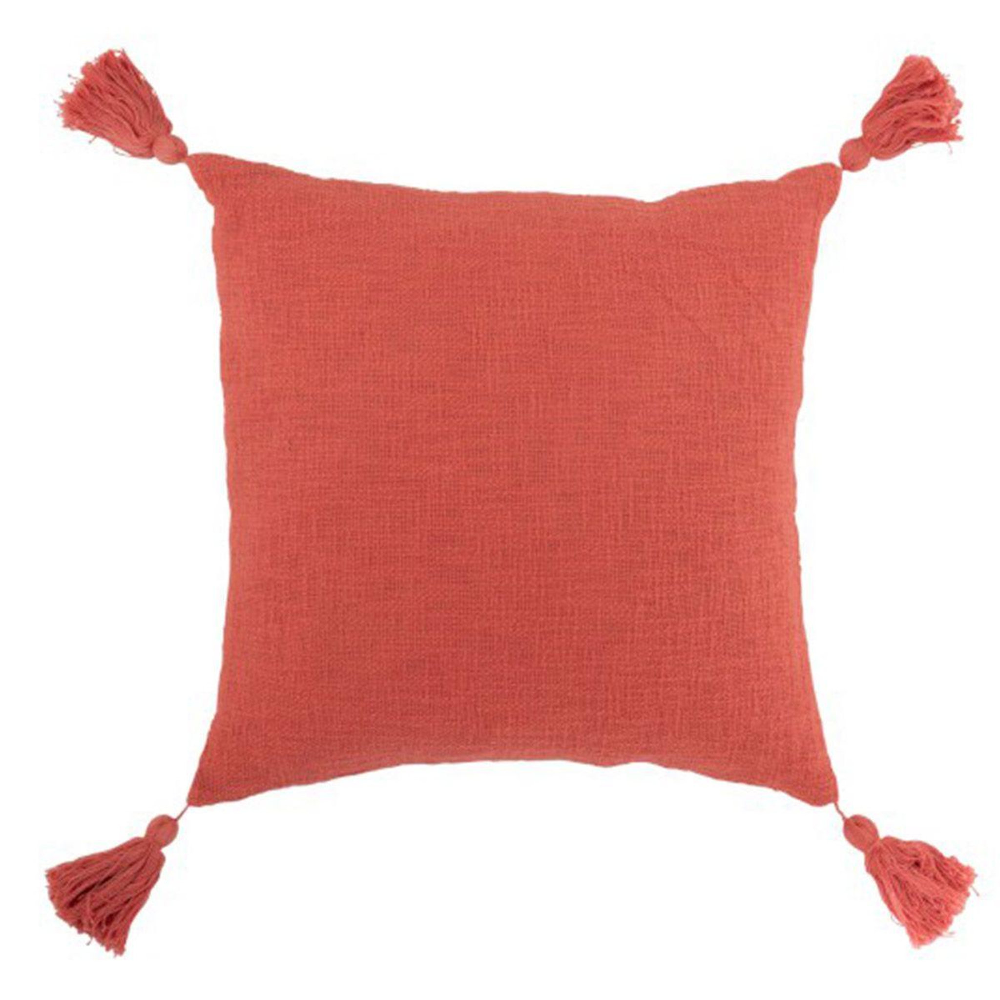 J-LINE Coussin déco à pompons  terwin  45x45cm rose