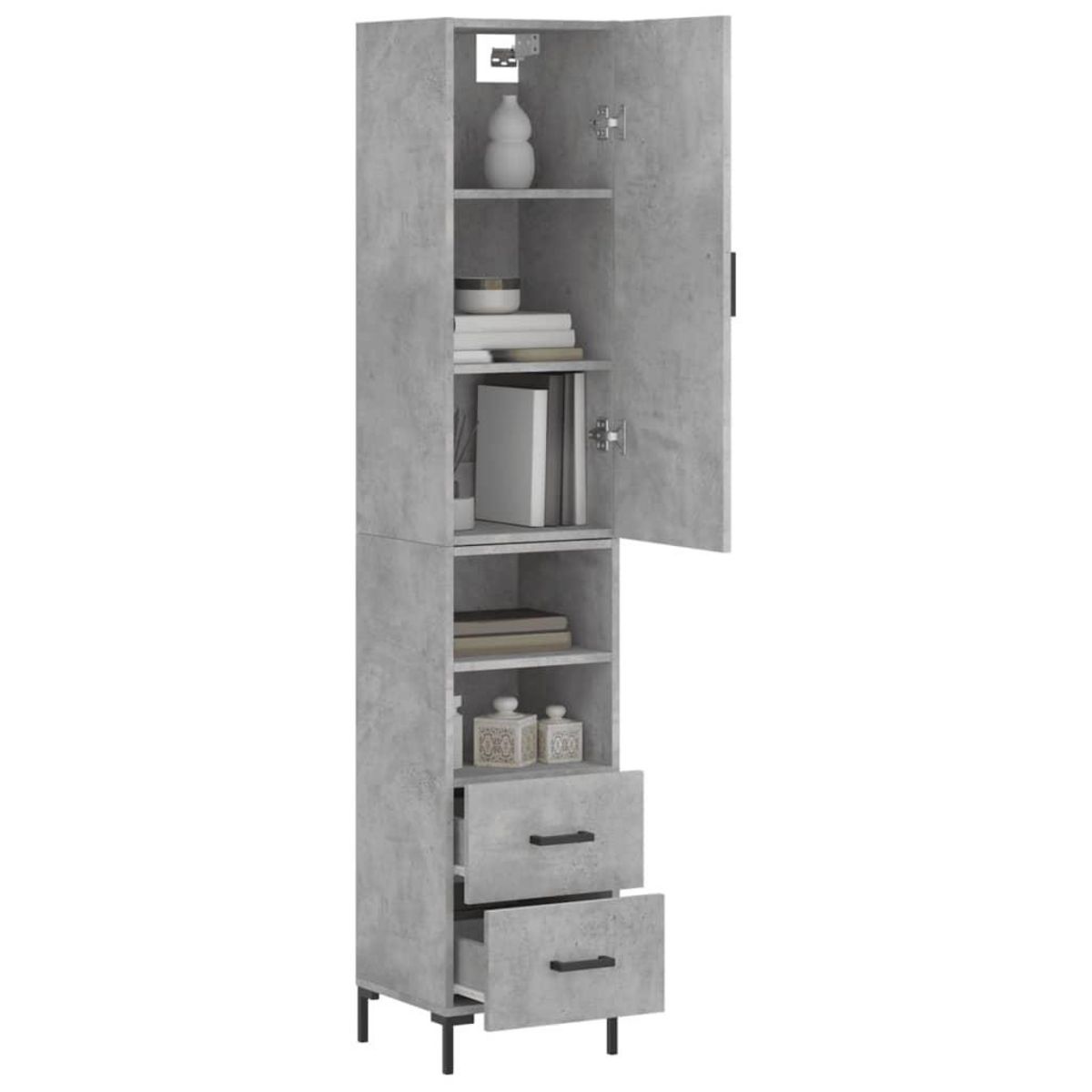 VIDAXL Buffet haut Gris beton 34,5x34x180 cm Bois d'ingenierie