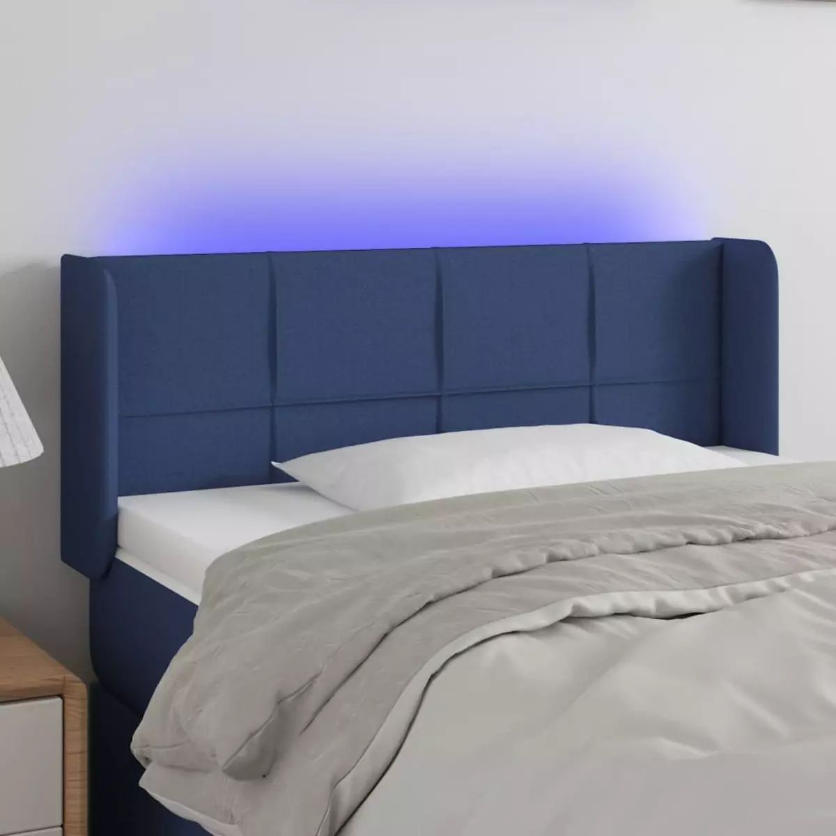 VIDAXL Tete de lit a LED Bleu 93x16x78/88 cm Tissu