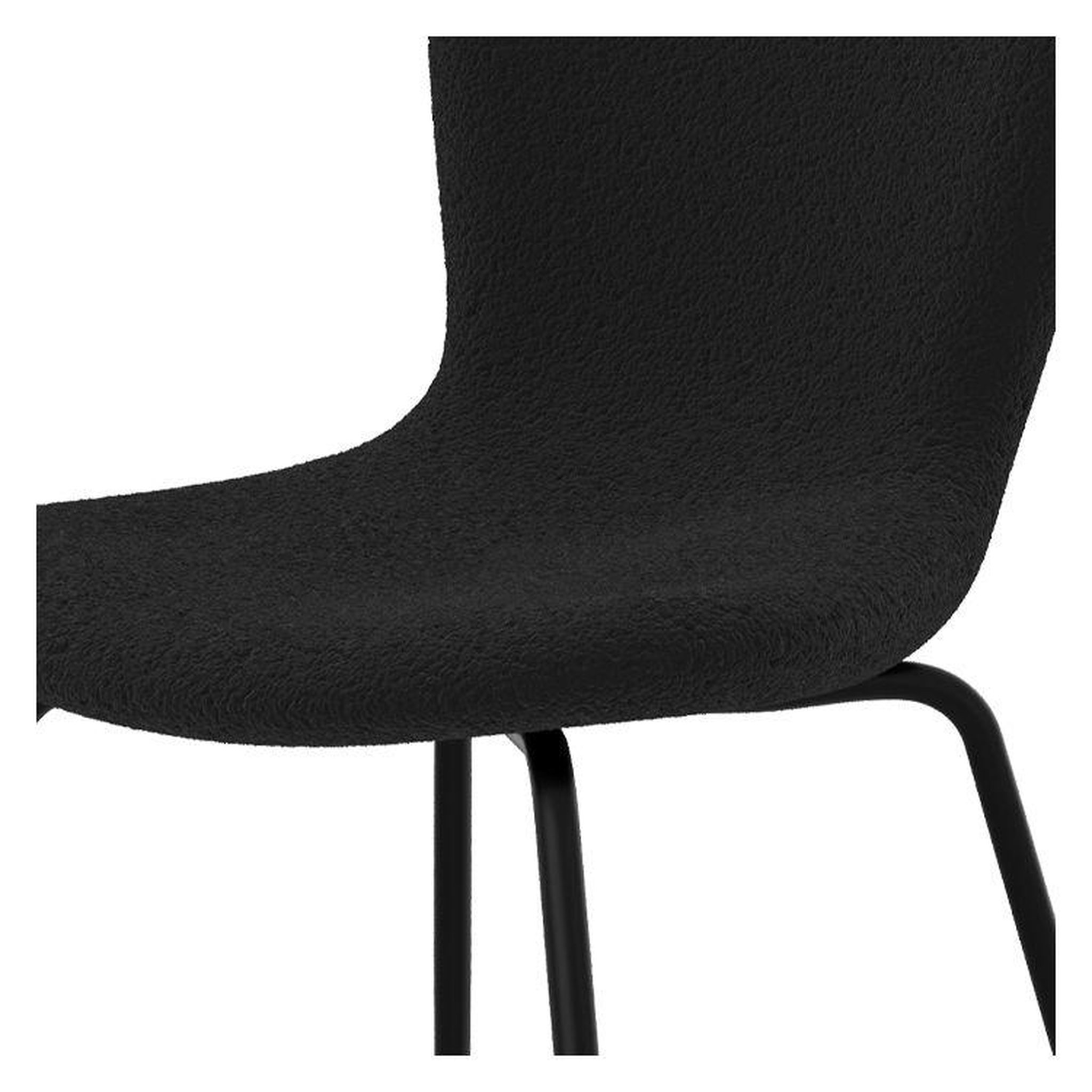 Voir la diapositive 6 : MAISON PAVANE Lot de 2 chaises effet laine bouclette noire et pieds en métal-koko