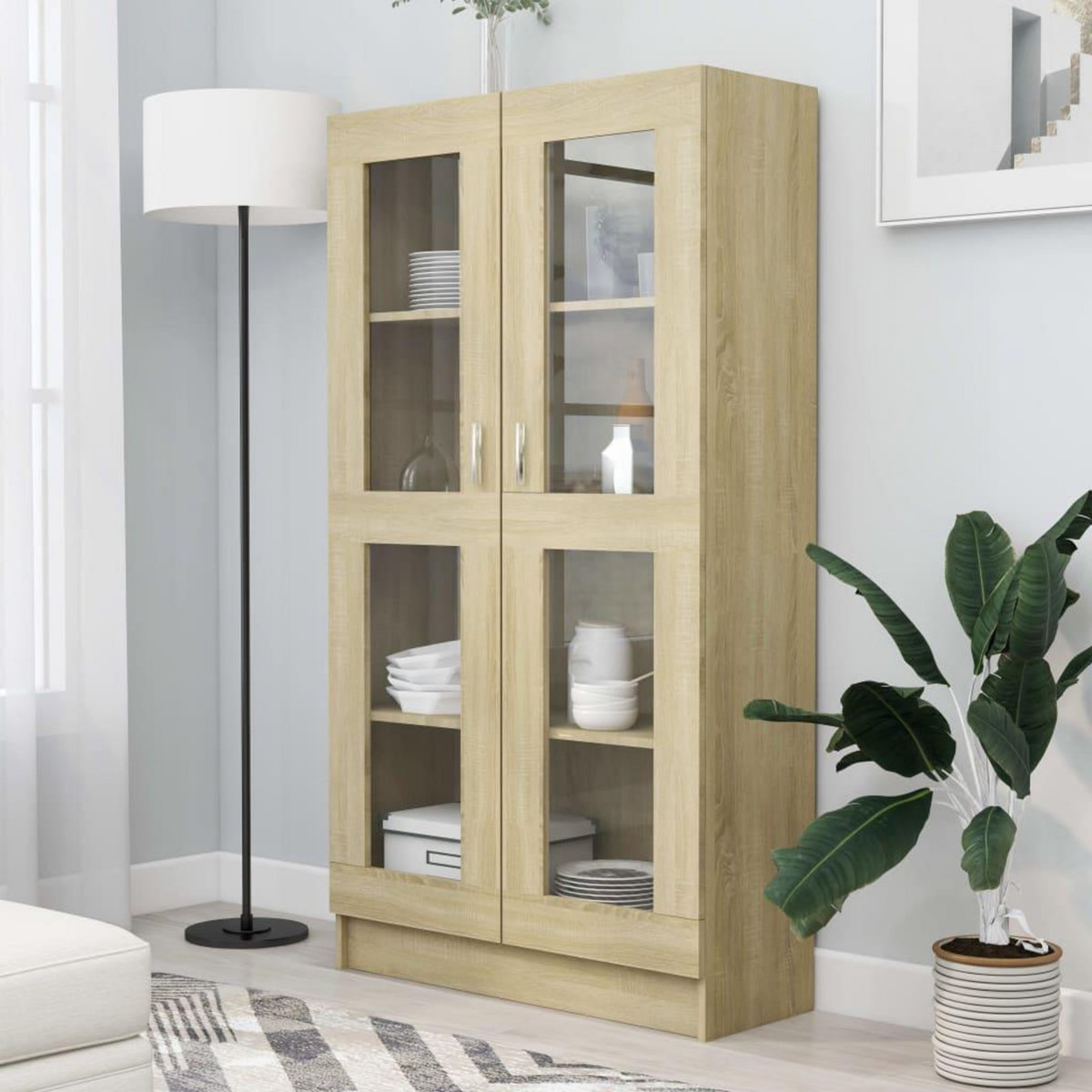 VIDAXL Armoire a vitrine Chene sonoma 82,5x30,5x150 cm Bois ingenierie