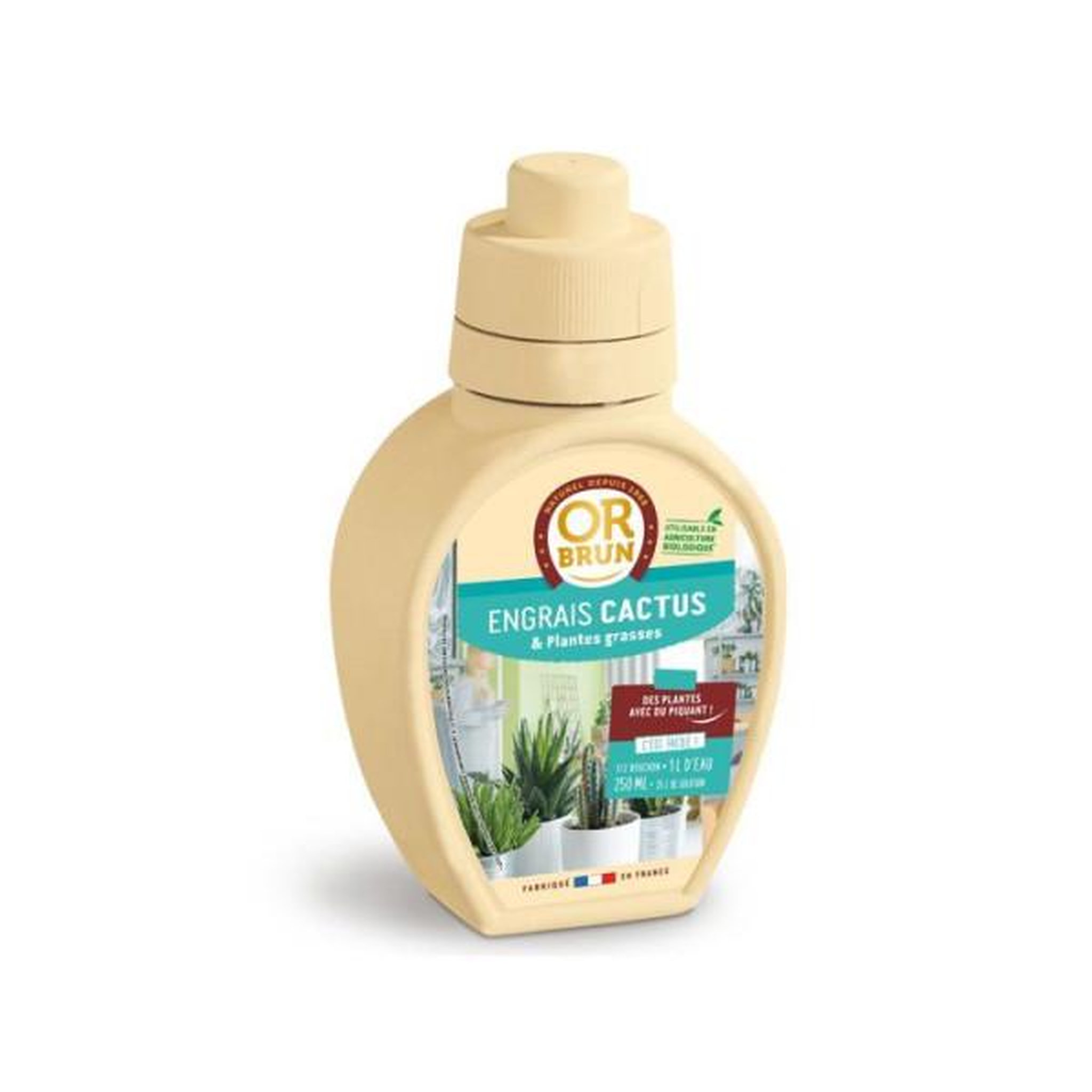 Voir la diapositive 2 : OR BRUN Engrais cactus & plantes grasses - or brun - obreclcactus250 - 250 ml - enrichit les plantes - fabriqué en france