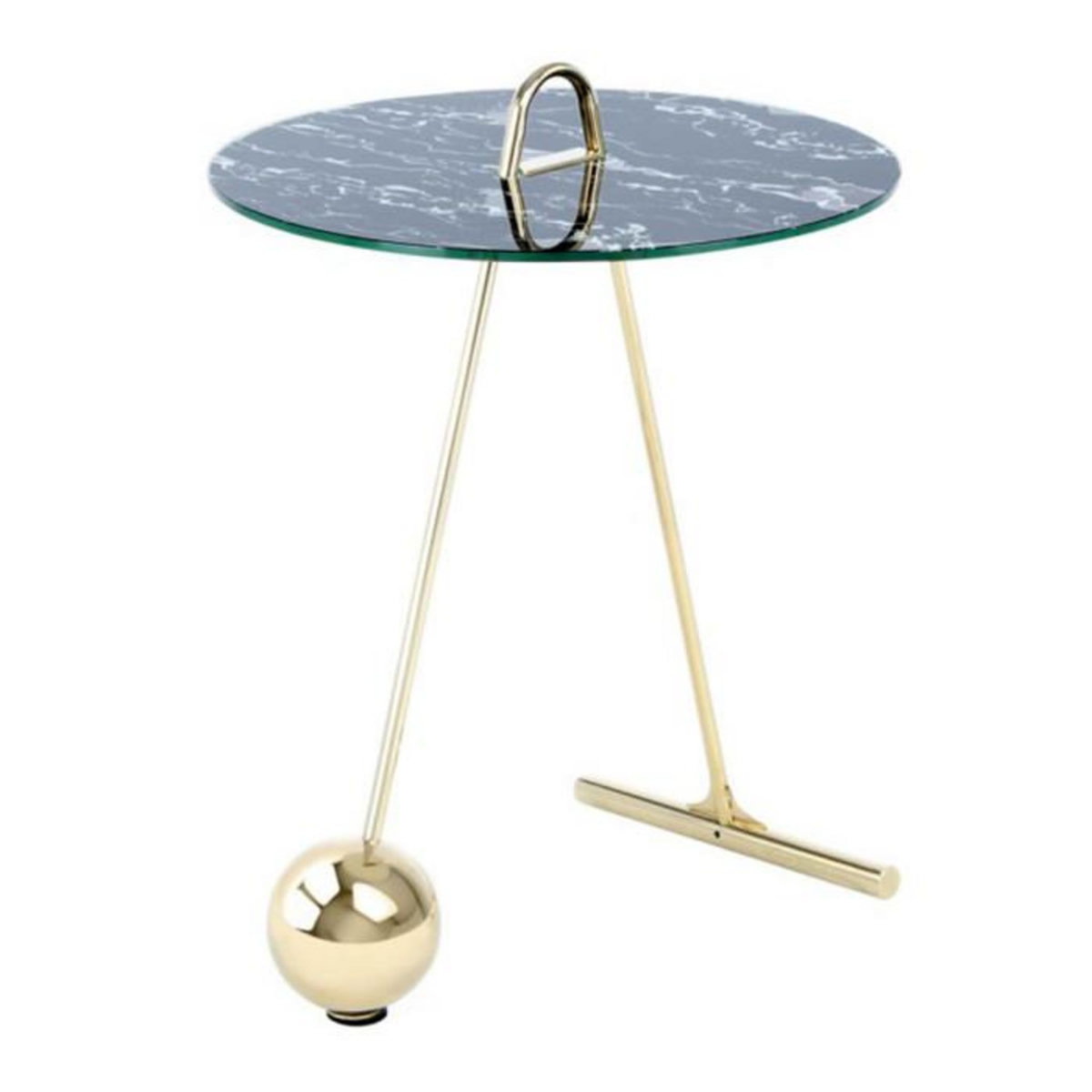 Paris Prix Table d'Appoint Design  Pendule  60cm Or & Noir