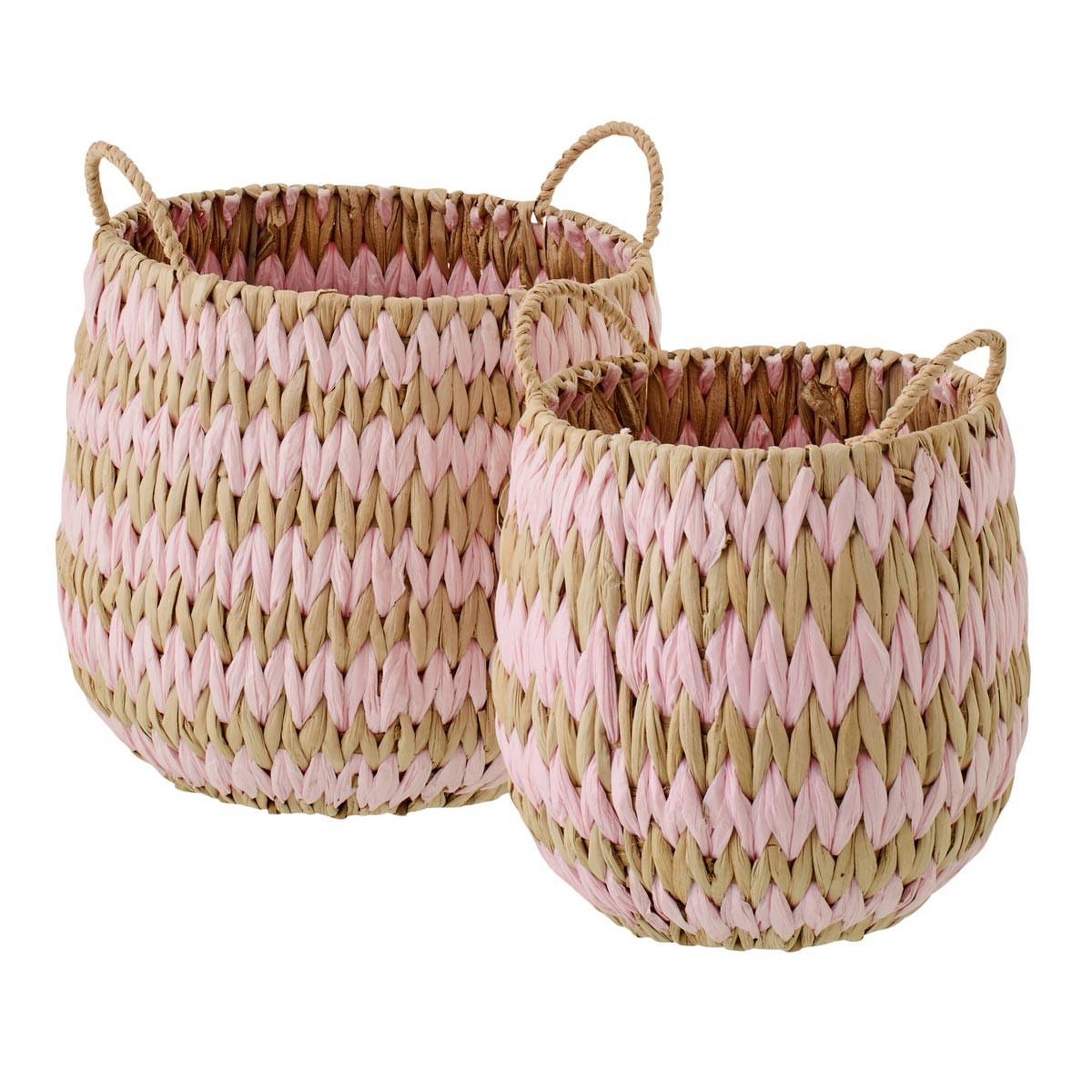 J-LINE Lot de 2 Paniers de Rangement  Carson  27cm Naturel & Rose