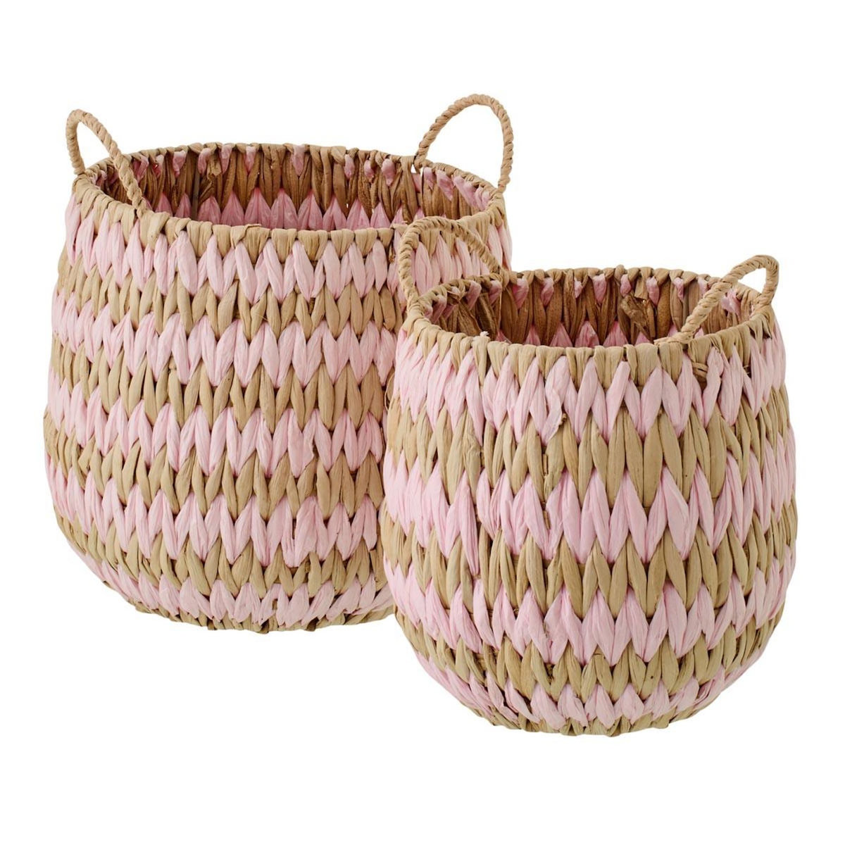 Paris Prix Lot de 2 Paniers de Rangement  Carson  27cm Naturel & Rose